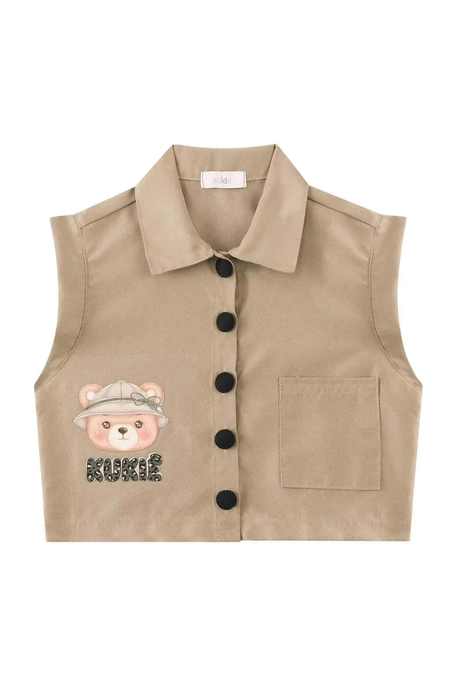 Conjunto de Colete e Shorts Saia em Sarja com Elastano 93889 Kukiê Infantil Menina