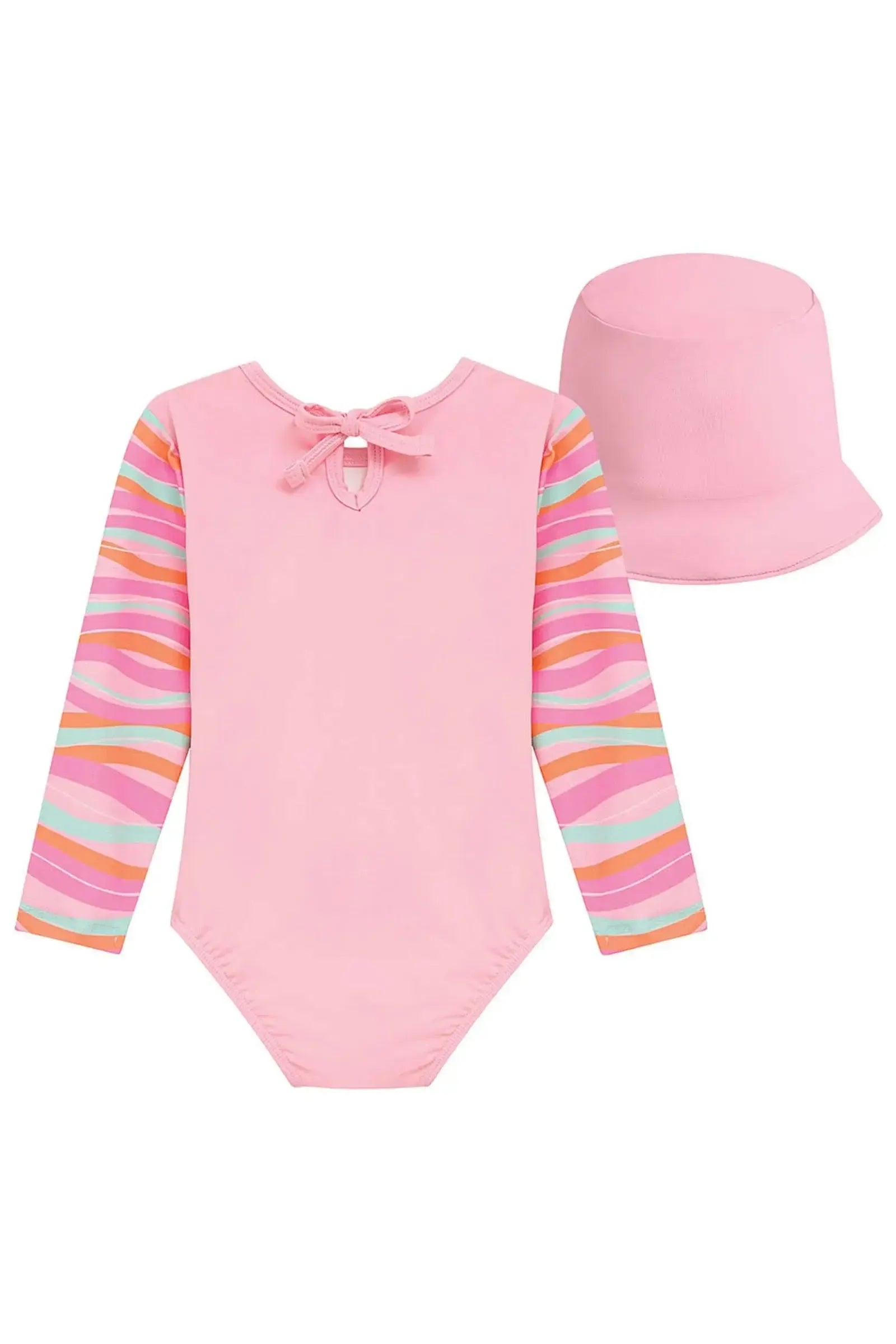 Conjunto de Maiô e Chapéu em Malha com Proteção UV50+ 96249 Kukiê Bebê Menina