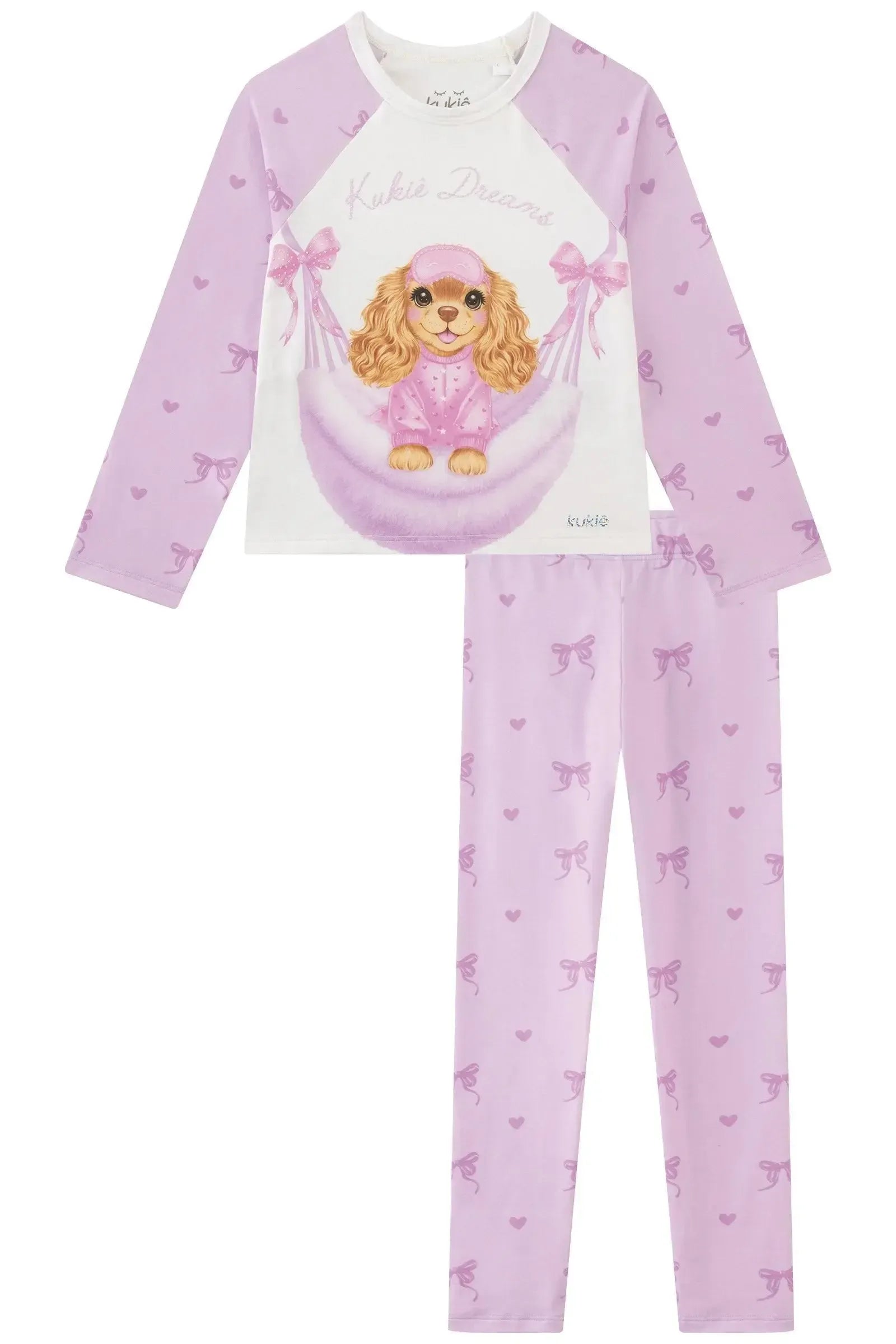 Conjunto de Pijama de Blusa e Calça em Malha Comfy 89272 Kukiê Infantil Menina