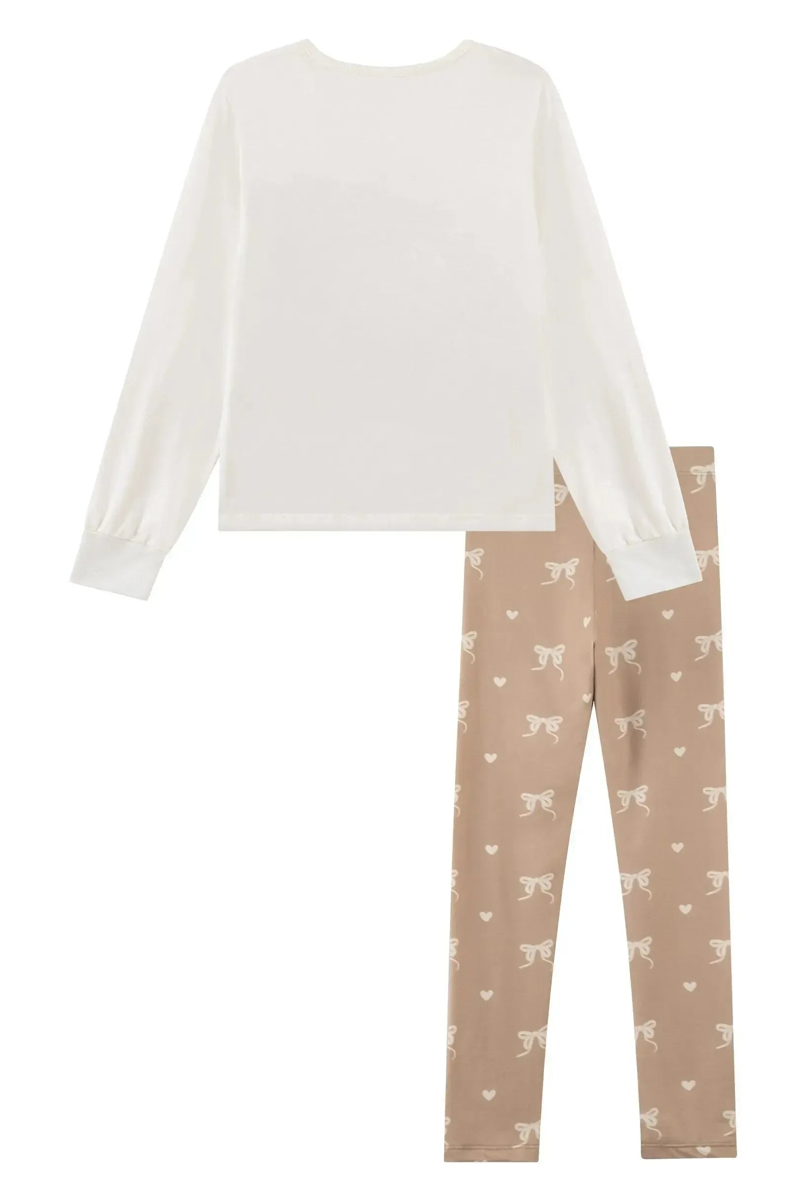 Conjunto de Pijama de Blusa em Meia Malha e Calça em Malha Comfy 92507 Kukiê Infantil Menina