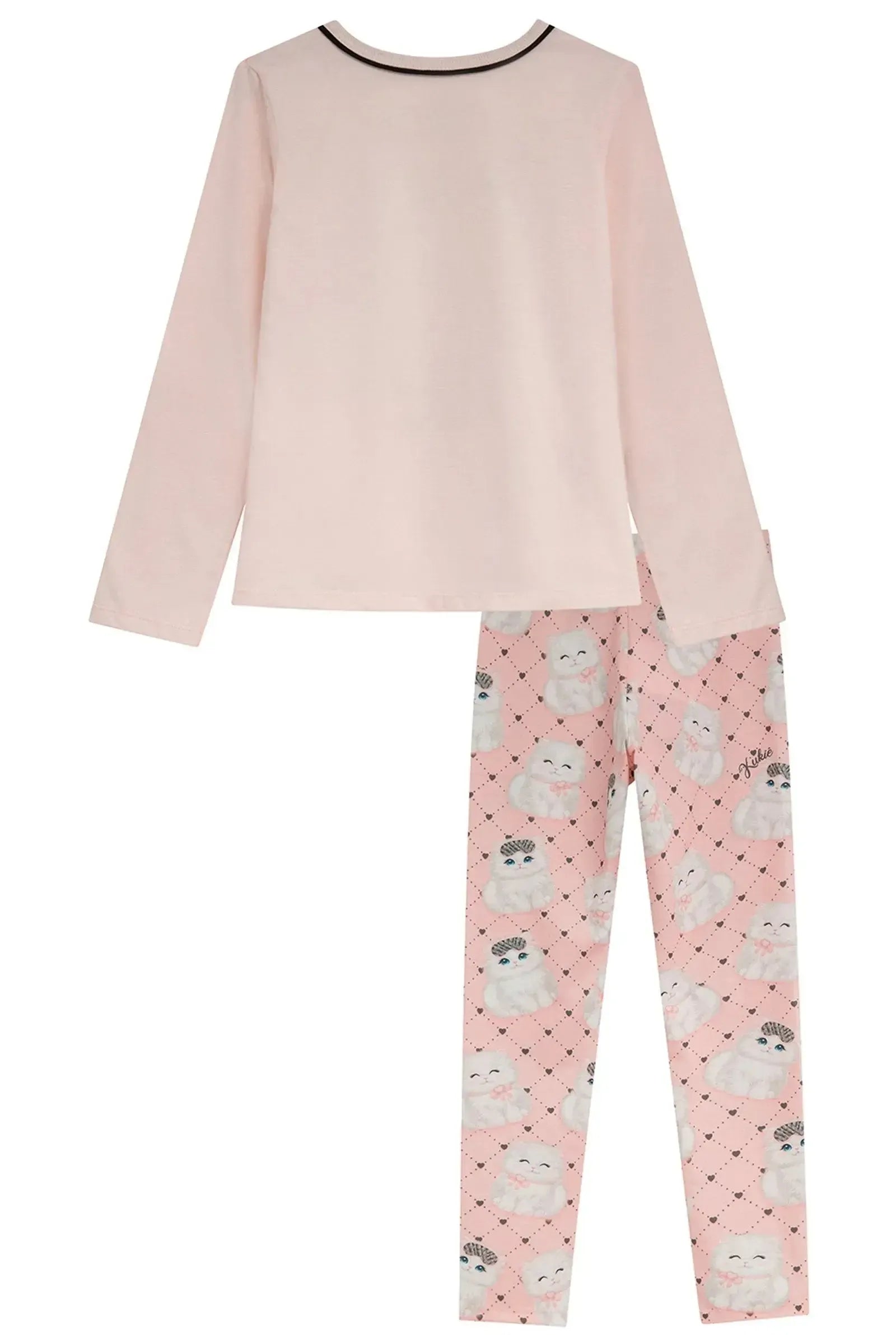 Conjunto de Pijama de Blusa em Meia Malha e Calça Legging em Malha Fresh 94272 Kukiê Infantil Menina