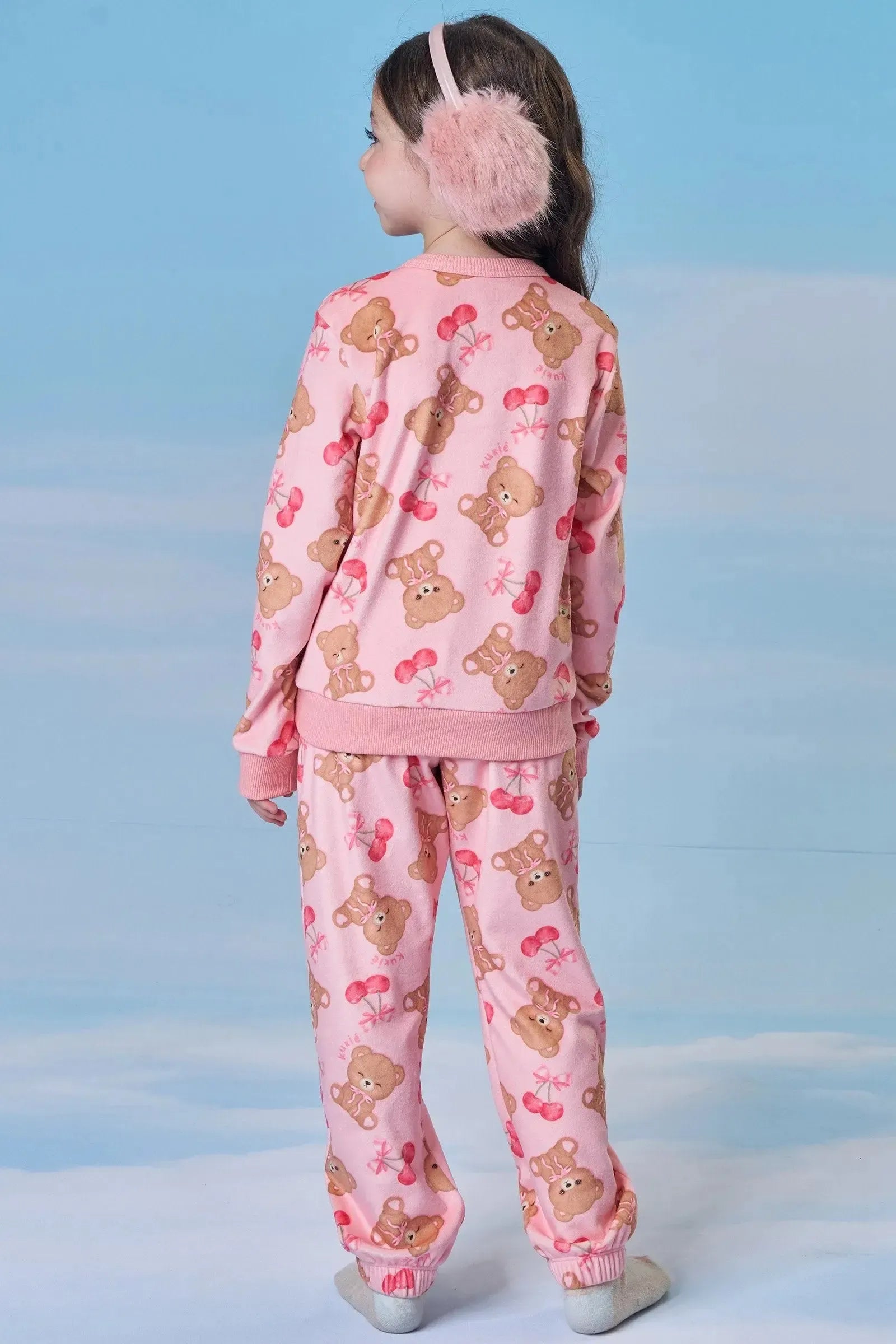 Conjunto de Pijama de Blusão e Calça em Fleece Luxo 89275 Kukiê Infantil Menina