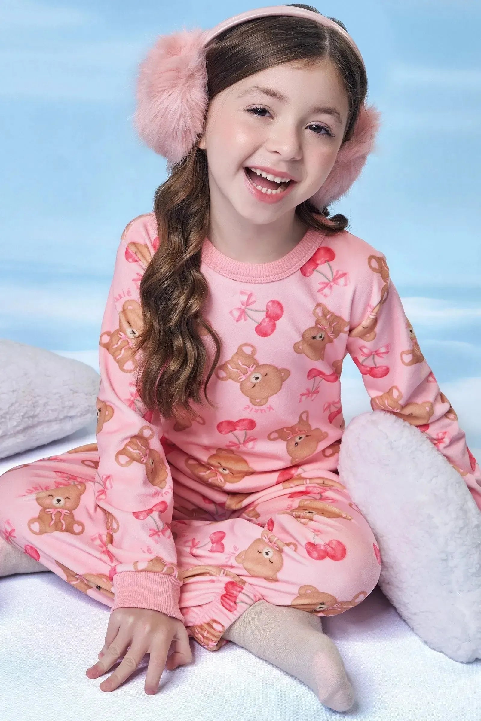 Conjunto de Pijama de Blusão e Calça em Fleece Luxo 89275 Kukiê Infantil Menina