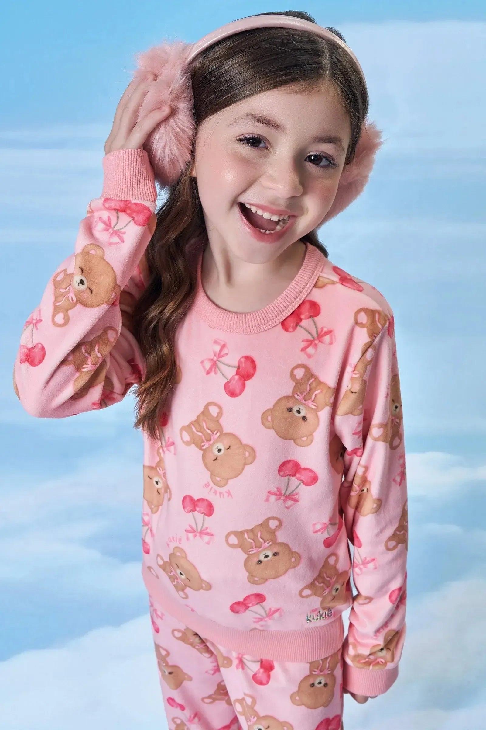 Conjunto de Pijama de Blusão e Calça em Fleece Luxo 89275 Kukiê Infantil Menina