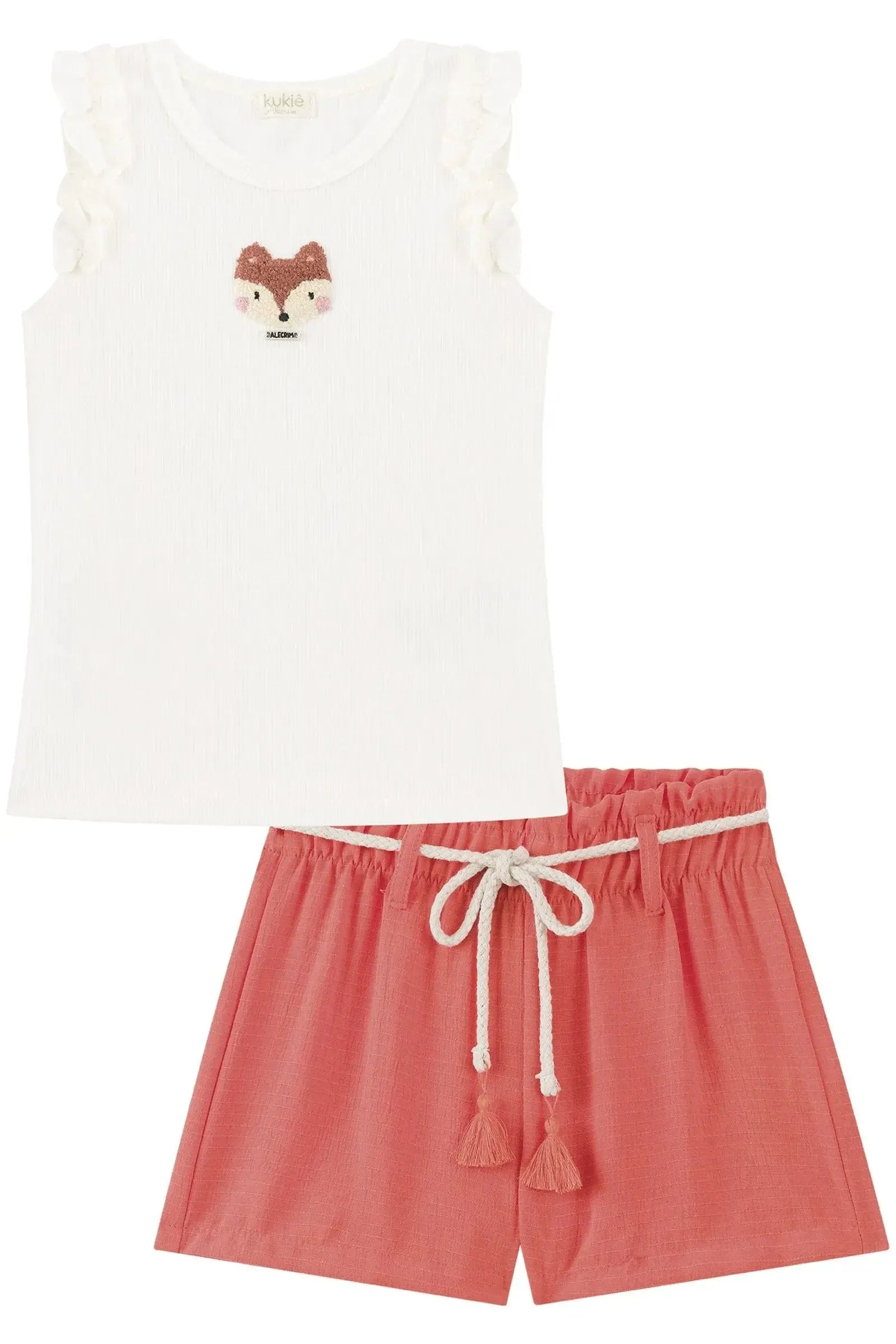 Conjunto de Regata em Canelado Liz e Shorts em Tecido Air Flow 92997 Kukiê Infantil Menina