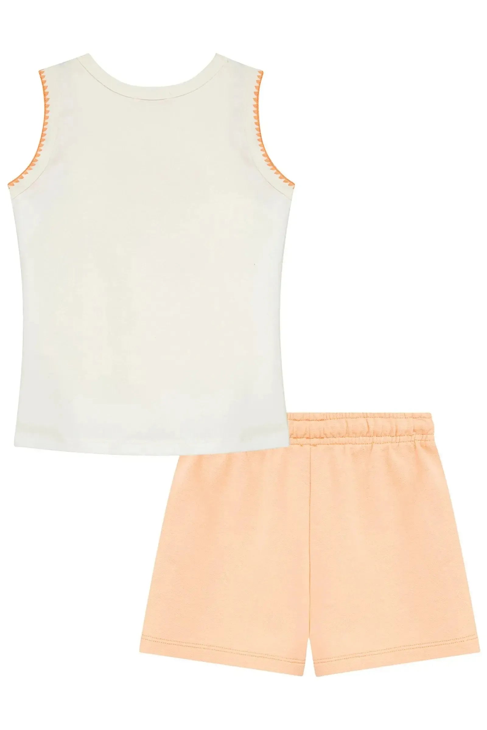 Conjunto de Regata em Cotton e Shorts em Moletom sem Pelúcia 96432 Kukiê Infantil Menina