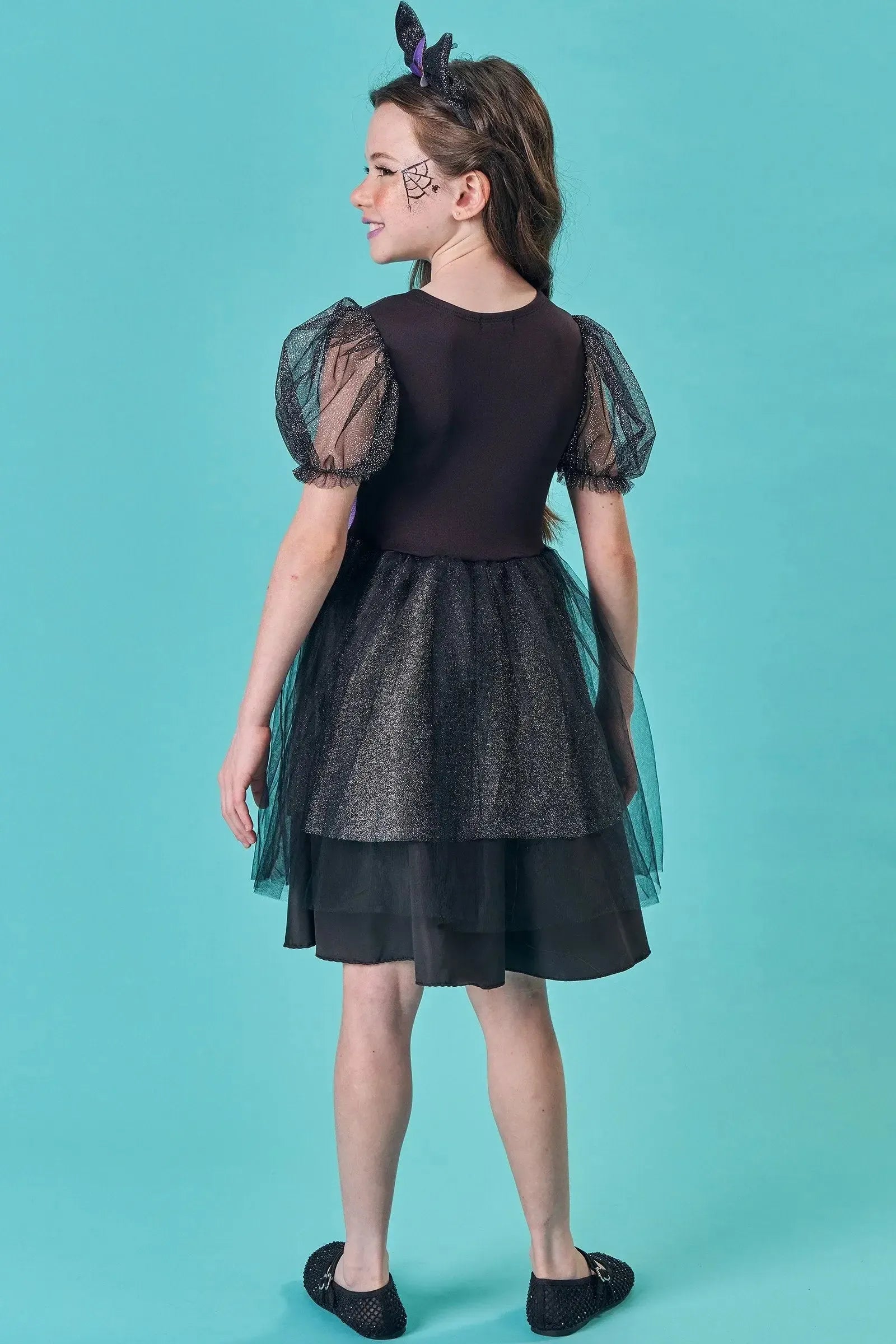 Fantasia de Bruxinha em Fly Tech e Tule. Acompanha Tiara 85750 Infanti Infantil Menina