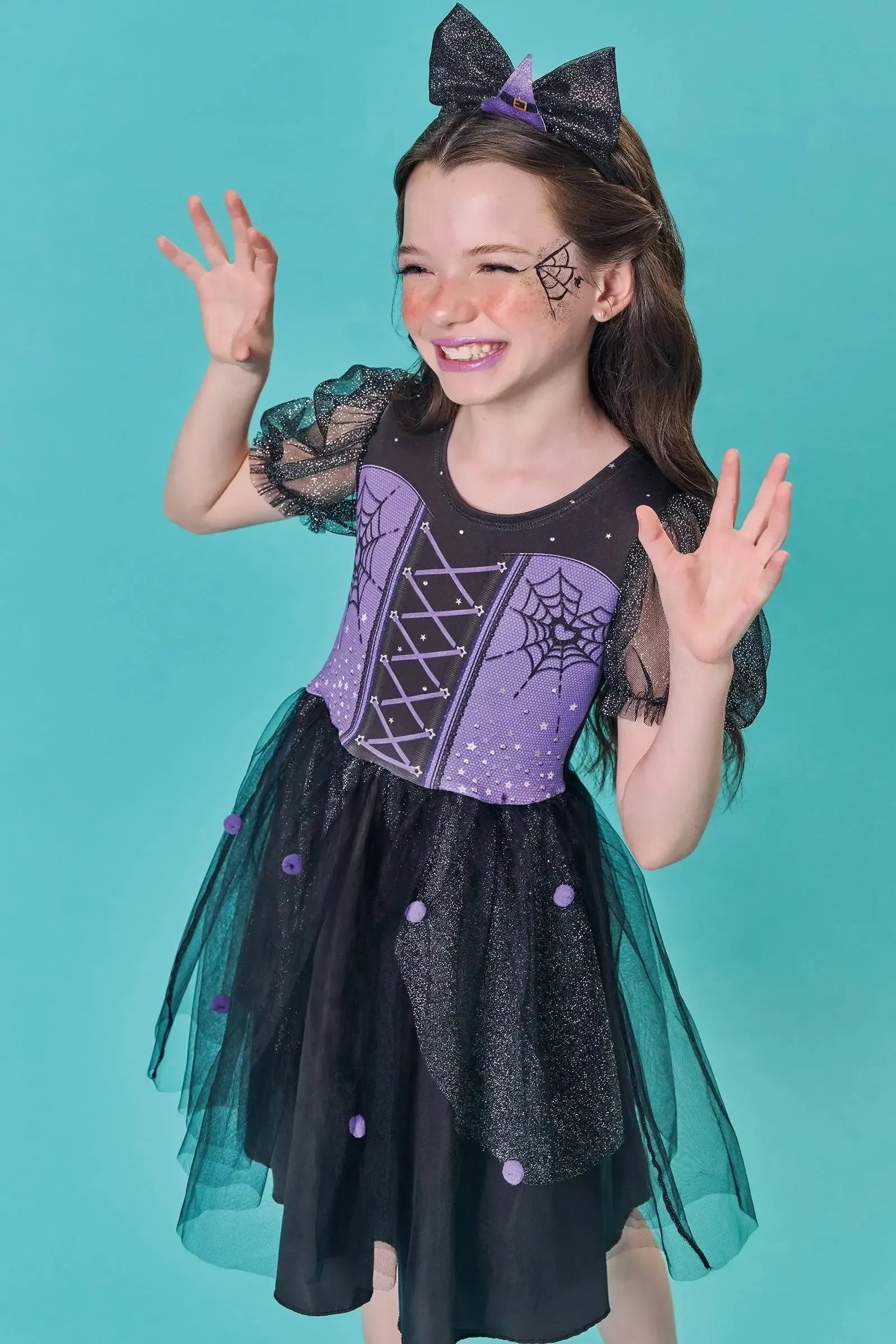 Fantasia de Bruxinha em Fly Tech e Tule. Acompanha Tiara 85750 Infanti Infantil Menina