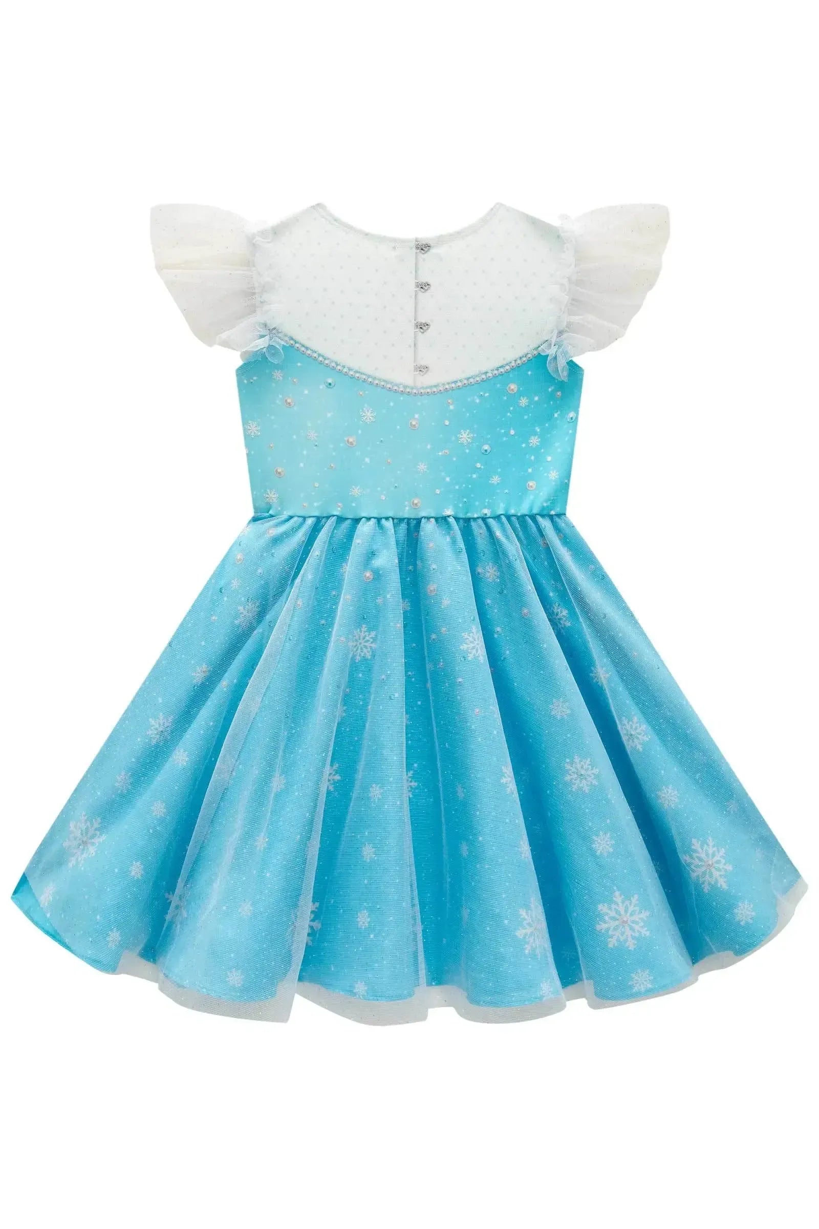 Fantasia de Princesa Do Gelo em Fly Tech e Tule Glitter. Acompanha Tiara 85751 Infanti Infantil Menina