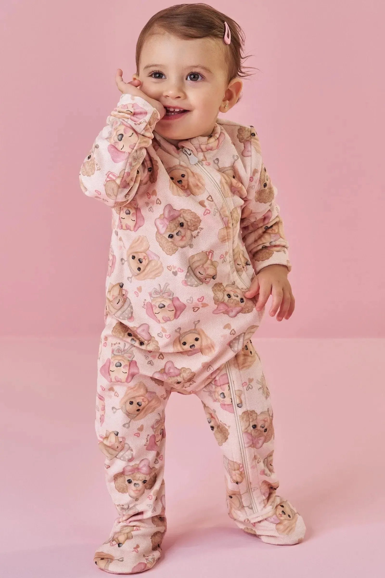 Macacão em Fleece Luxo 90513 Kukiê Bebê Menina
