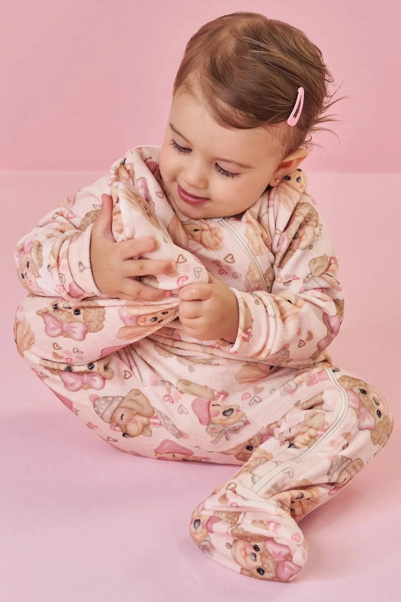 Macacão em Fleece Luxo 90513 Kukiê Bebê Menina