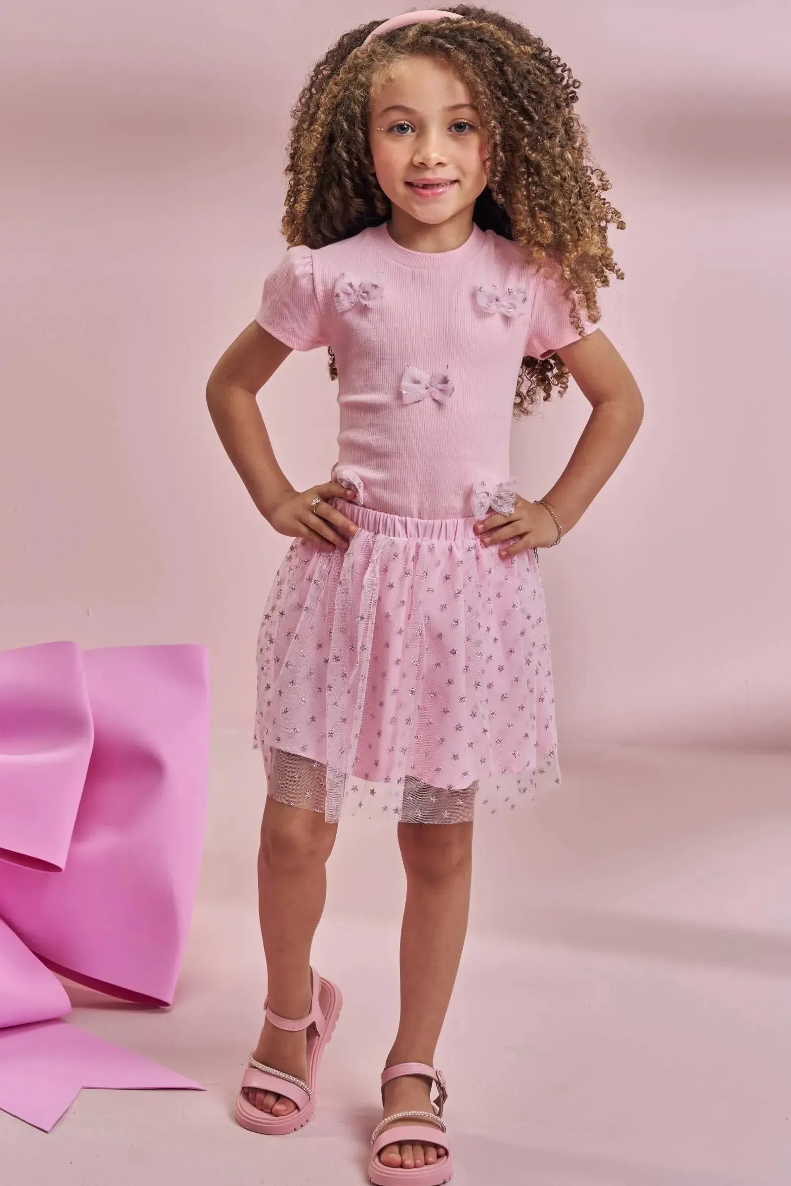 Saia em Tule Glitter Estrelas 97262 Kukiê Infantil Menina