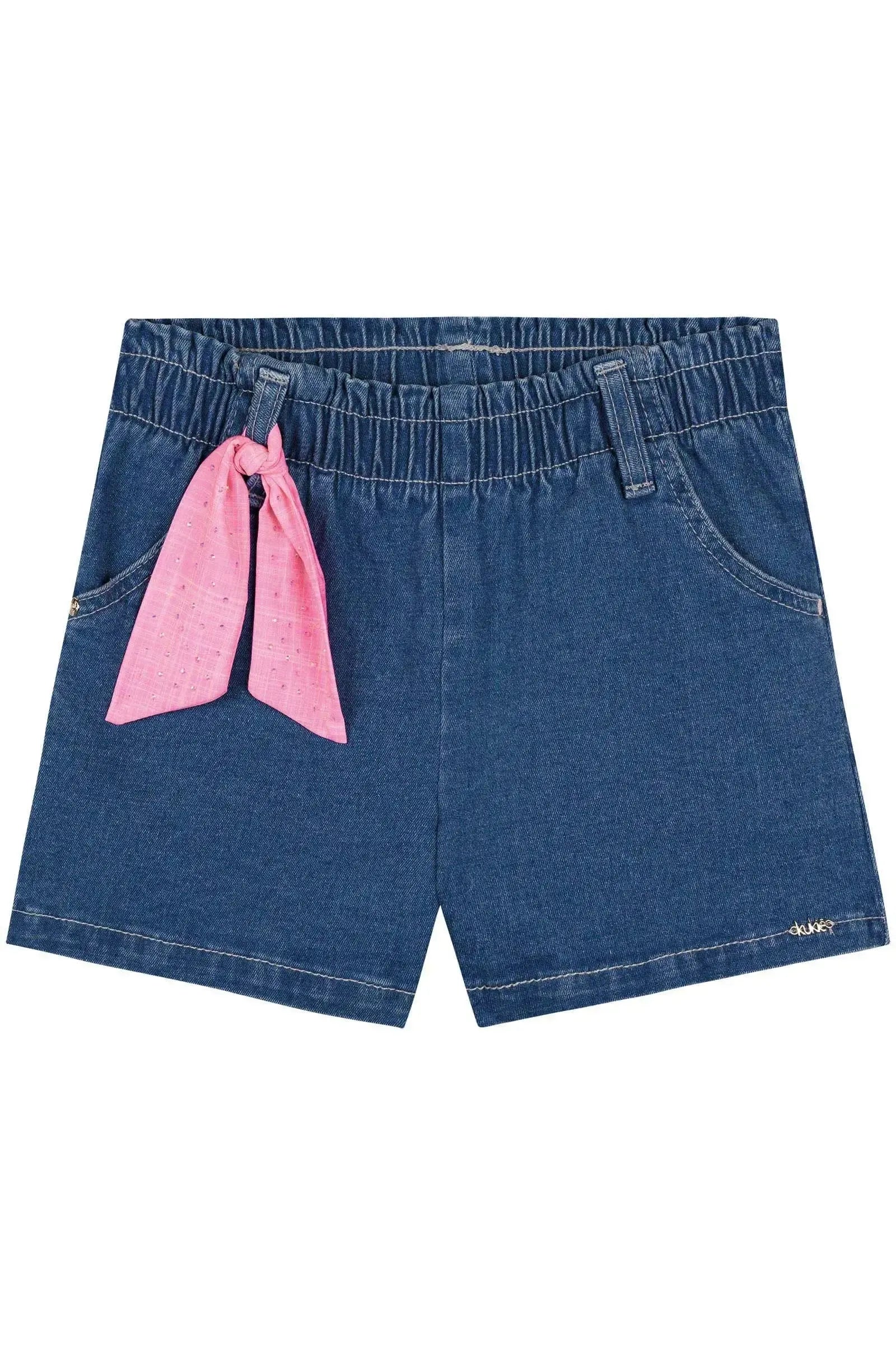 Shorts em Jeans com Elastano 86883 Kukiê Infantil Menina