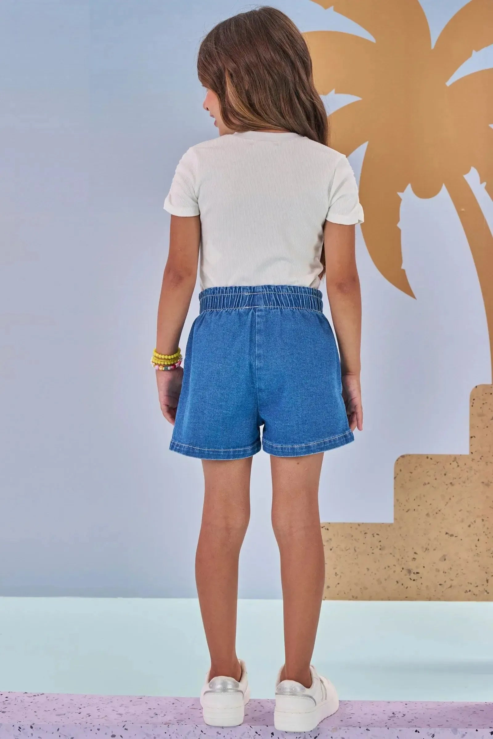 Shorts em Jeans com Elastano 86883 Kukiê Infantil Menina