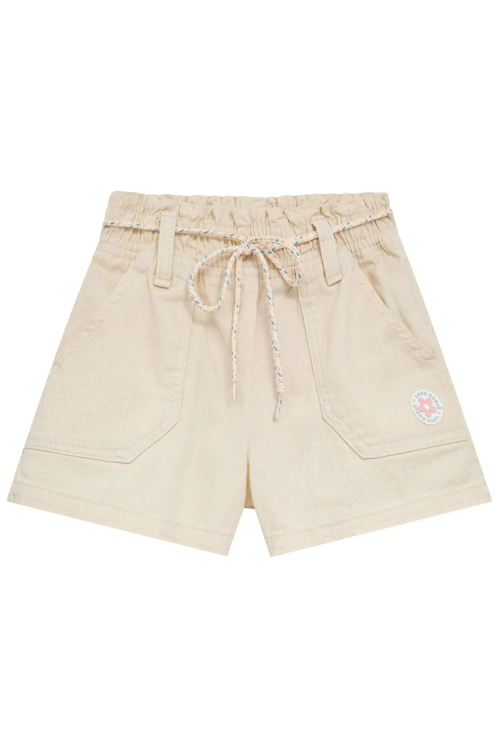 Shorts em Sarja com Elastano 94823 Kukiê Infantil Menina