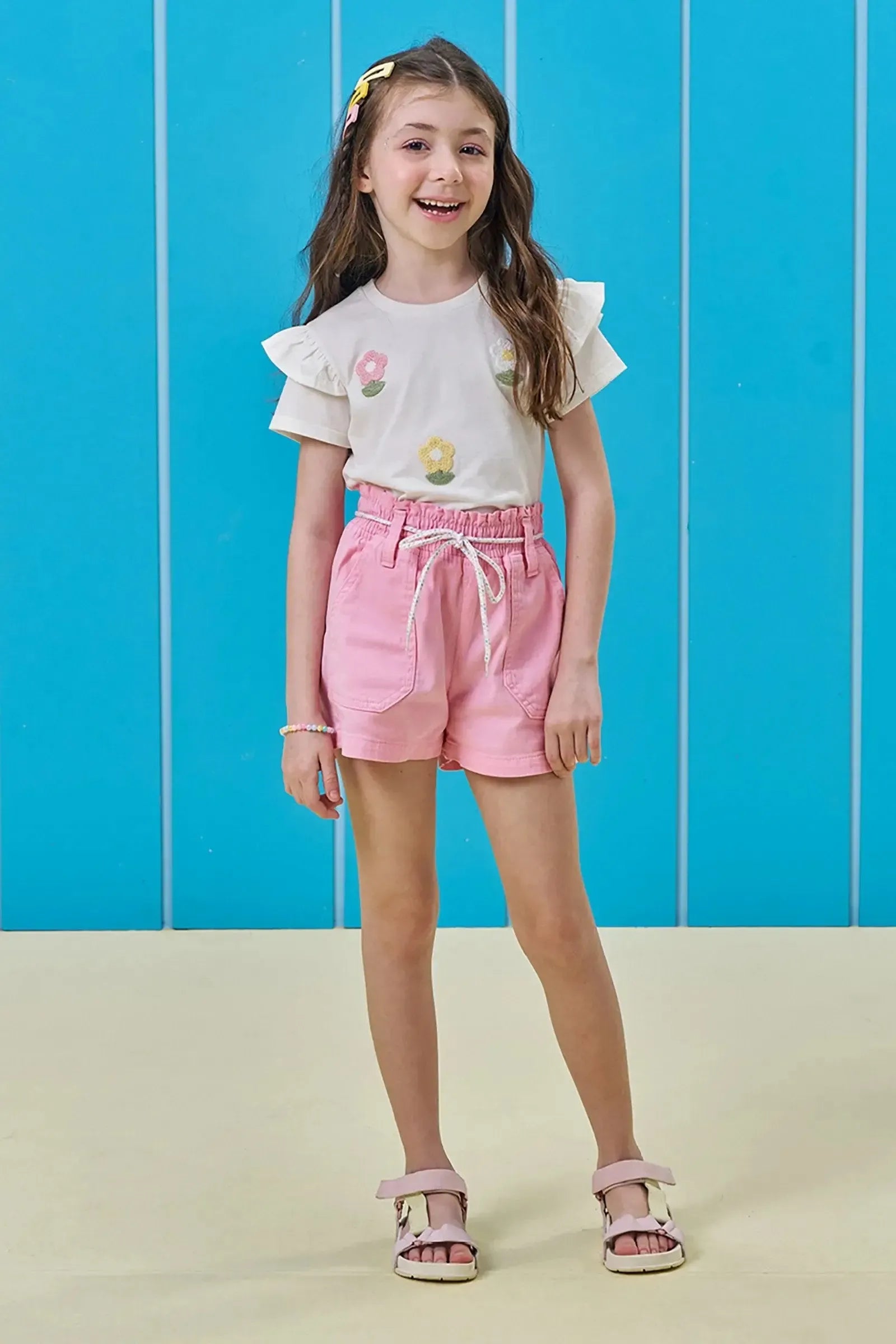Shorts em Sarja com Elastano 94823 Kukiê Infantil Menina