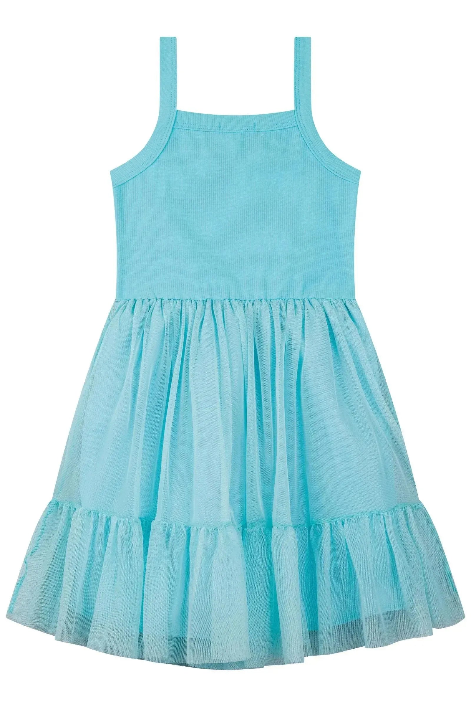 Vestido em Canelado e Tule com Elastano 87318 Kukiê Infantil Menina