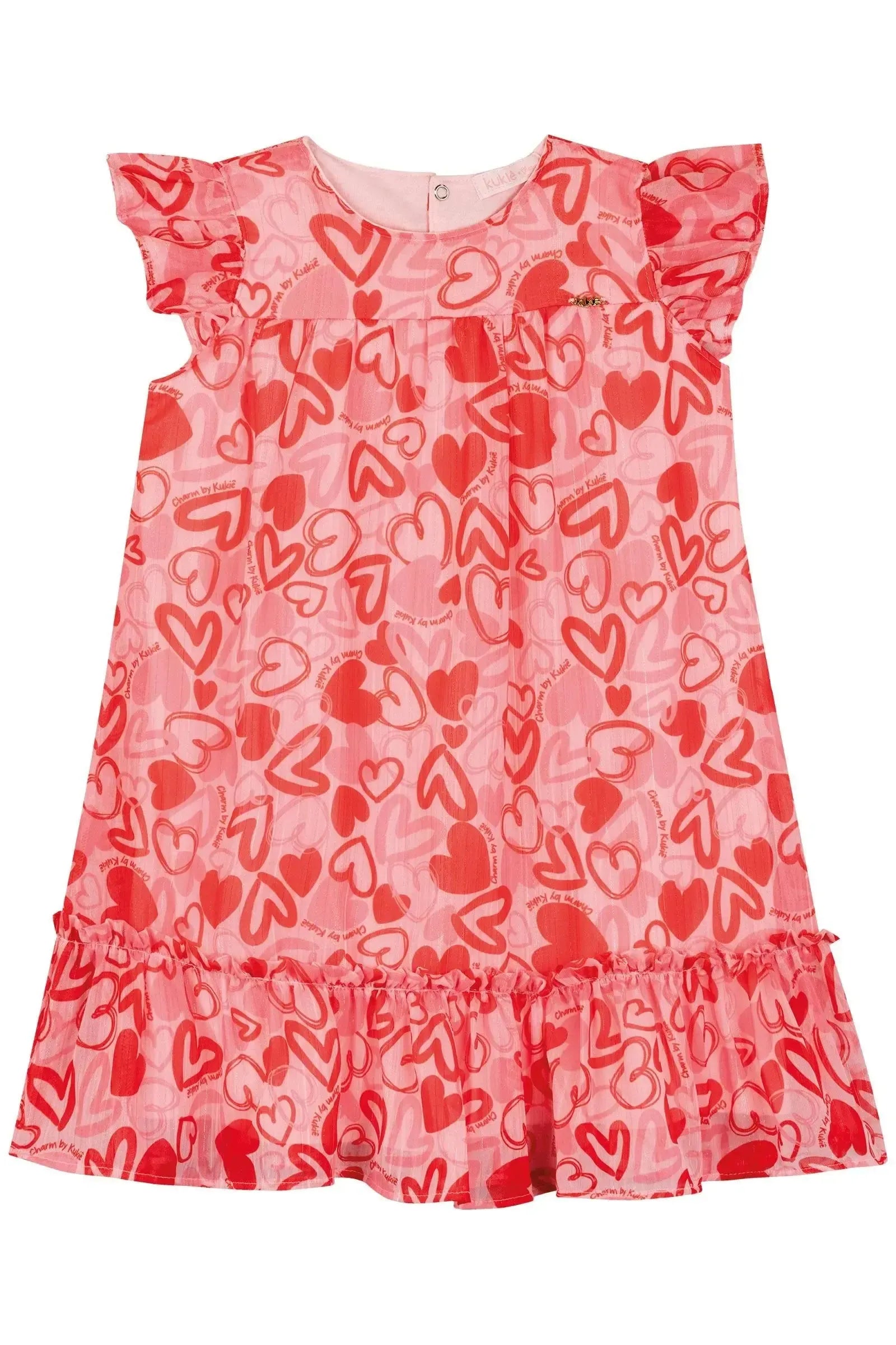 Vestido em Chiffon com Brilho 86998 Kukiê Infantil Menina