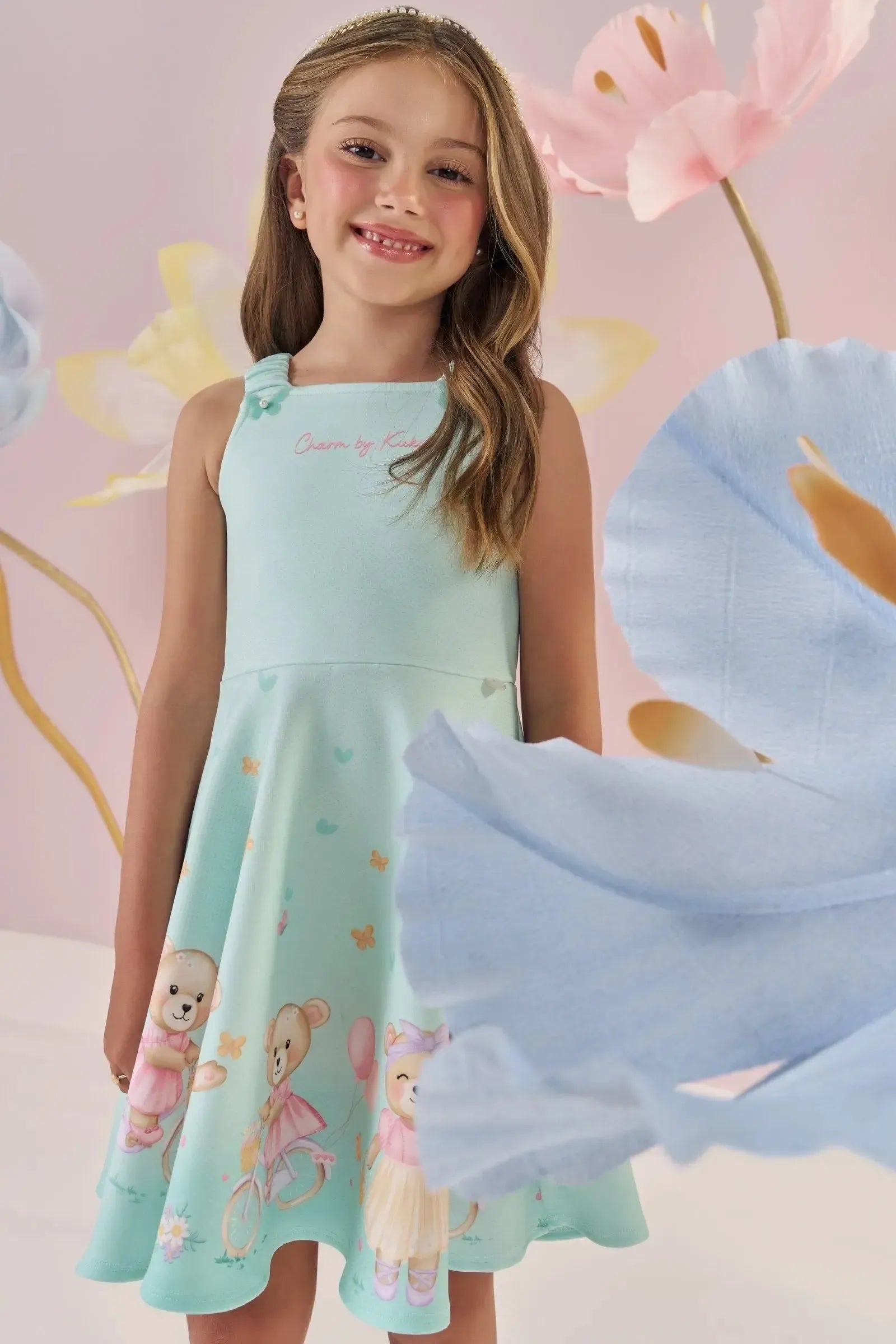 Vestido em Fly Tech 88748 Kukiê Infantil Menina