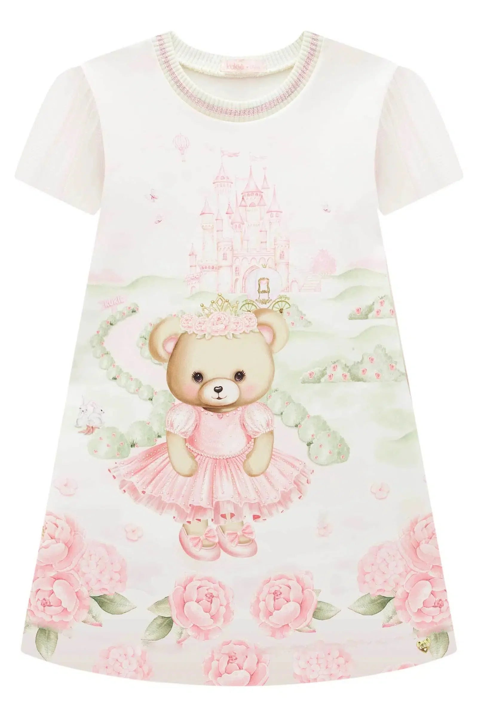 Vestido Infantil Menina em Fly Tech e Tule com Elastano 82361 Kukiê