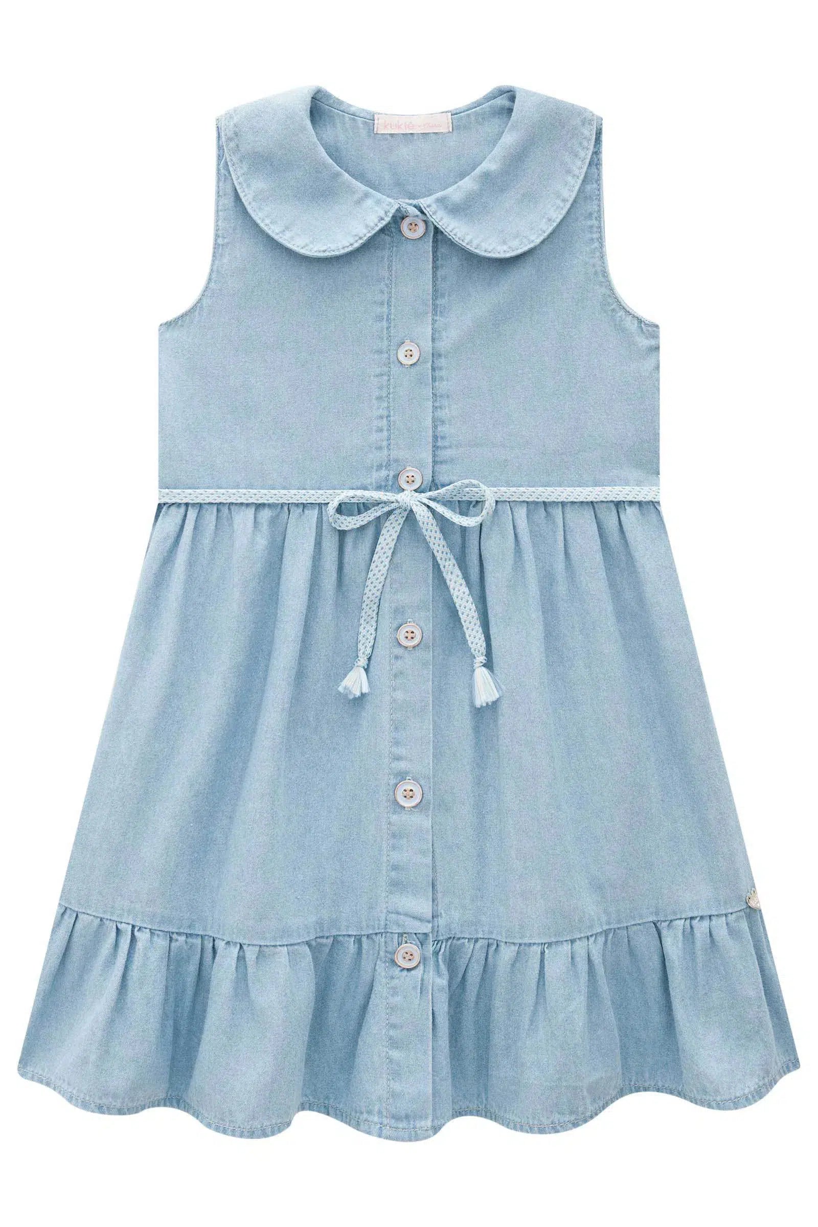 Vestido Infantil Menina em Jeans Teca 81345 Kukiê