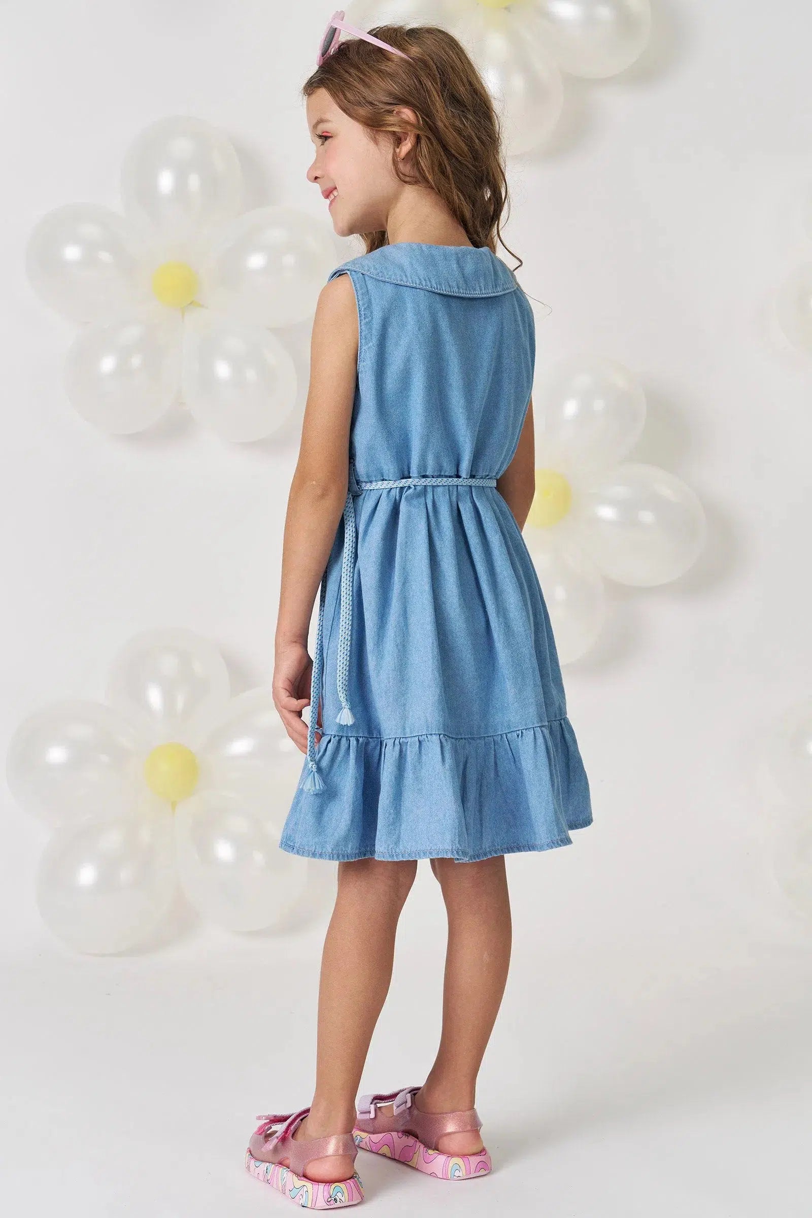 Vestido Infantil Menina em Jeans Teca 81345 Kukiê