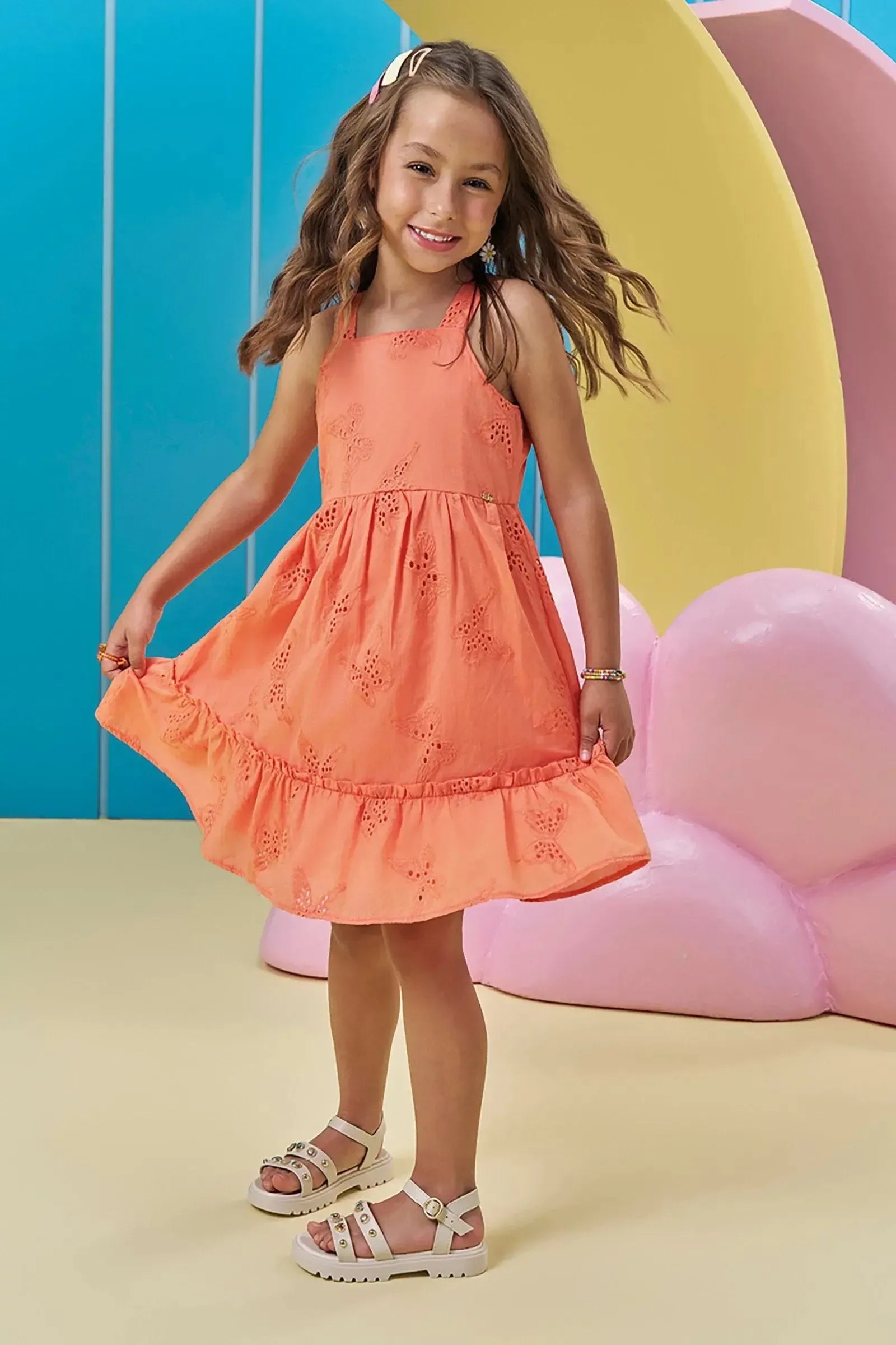 Vestido em Laise Bordado 95783 Kukiê Infantil Menina