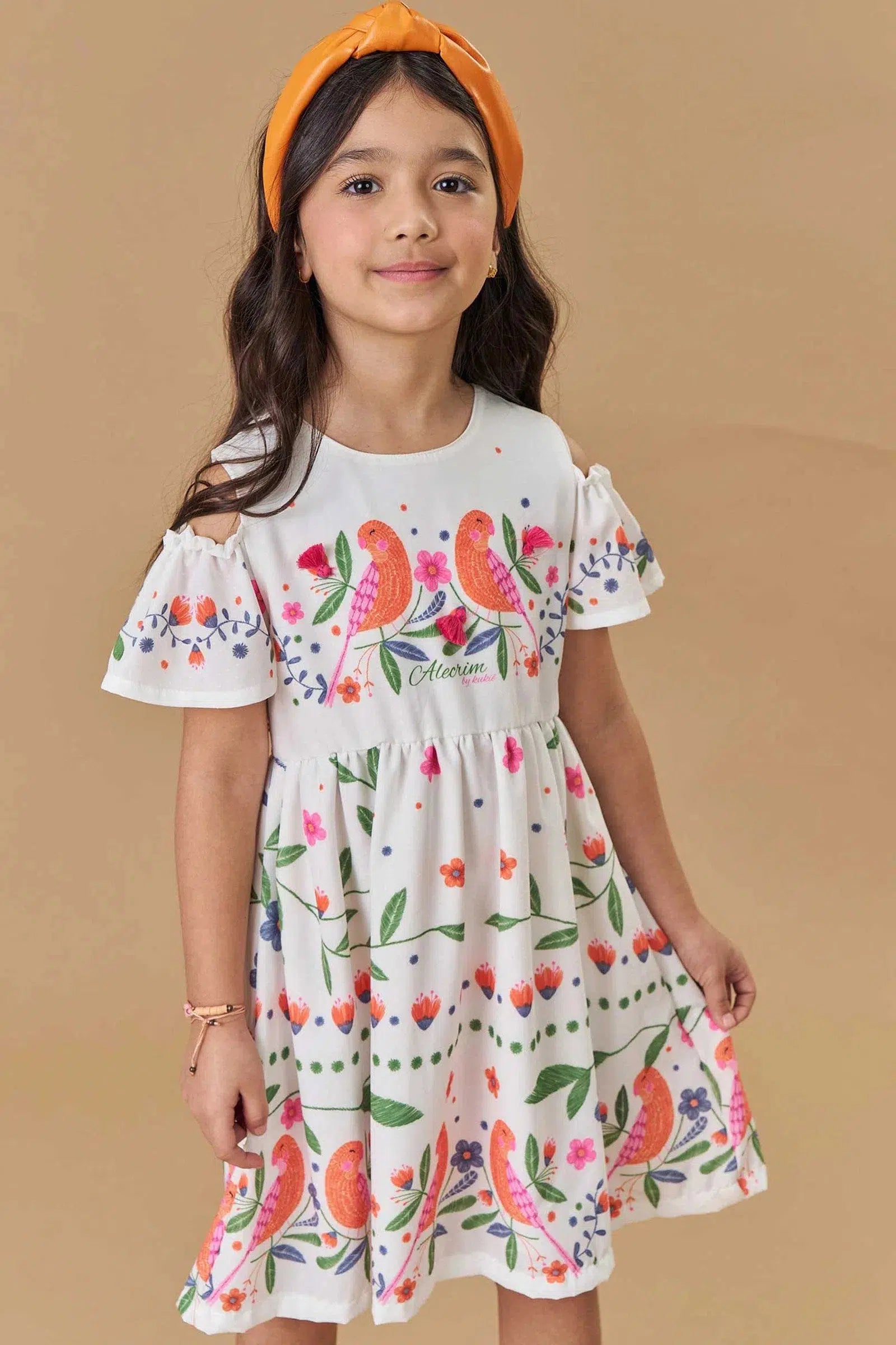 Vestido Infantil Menina em Light Peach Textura 81786 Kukiê