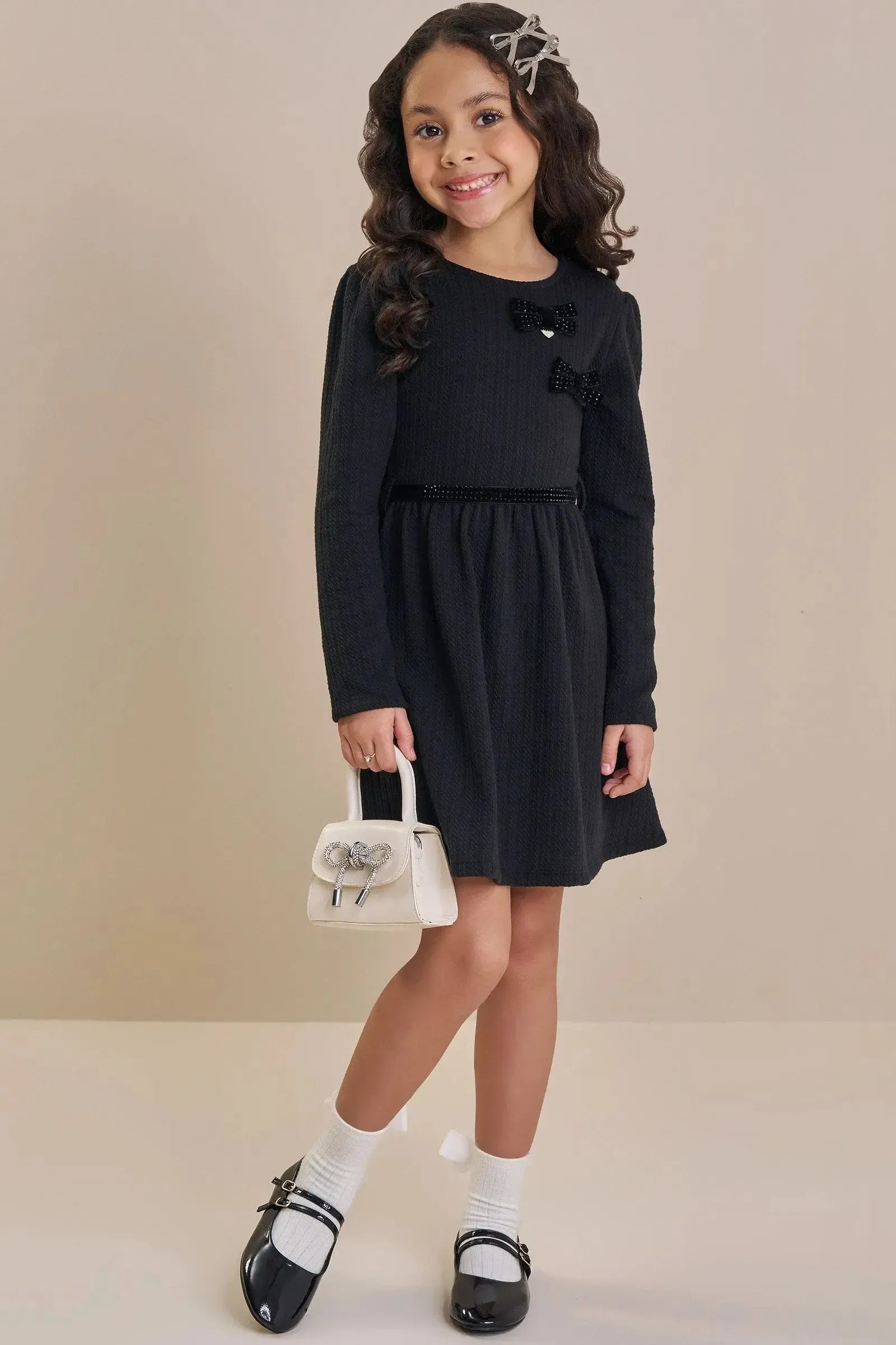 Vestido em Malha Jacquard Tricot 92156 Kukiê Infantil Menina