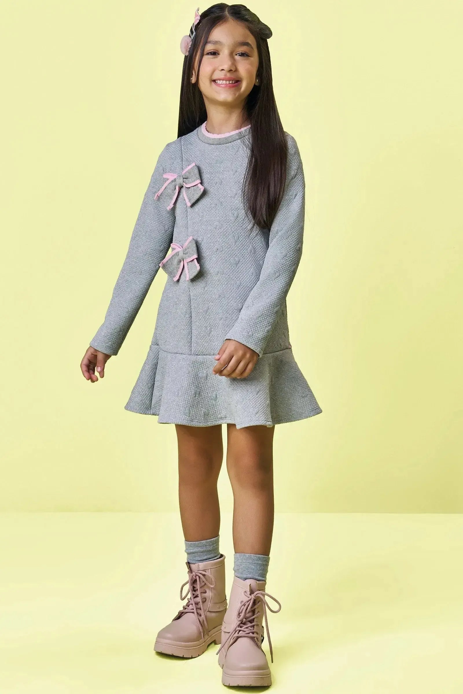 Vestido em Malha Matelassê 90820 Kukiê Infantil Menina