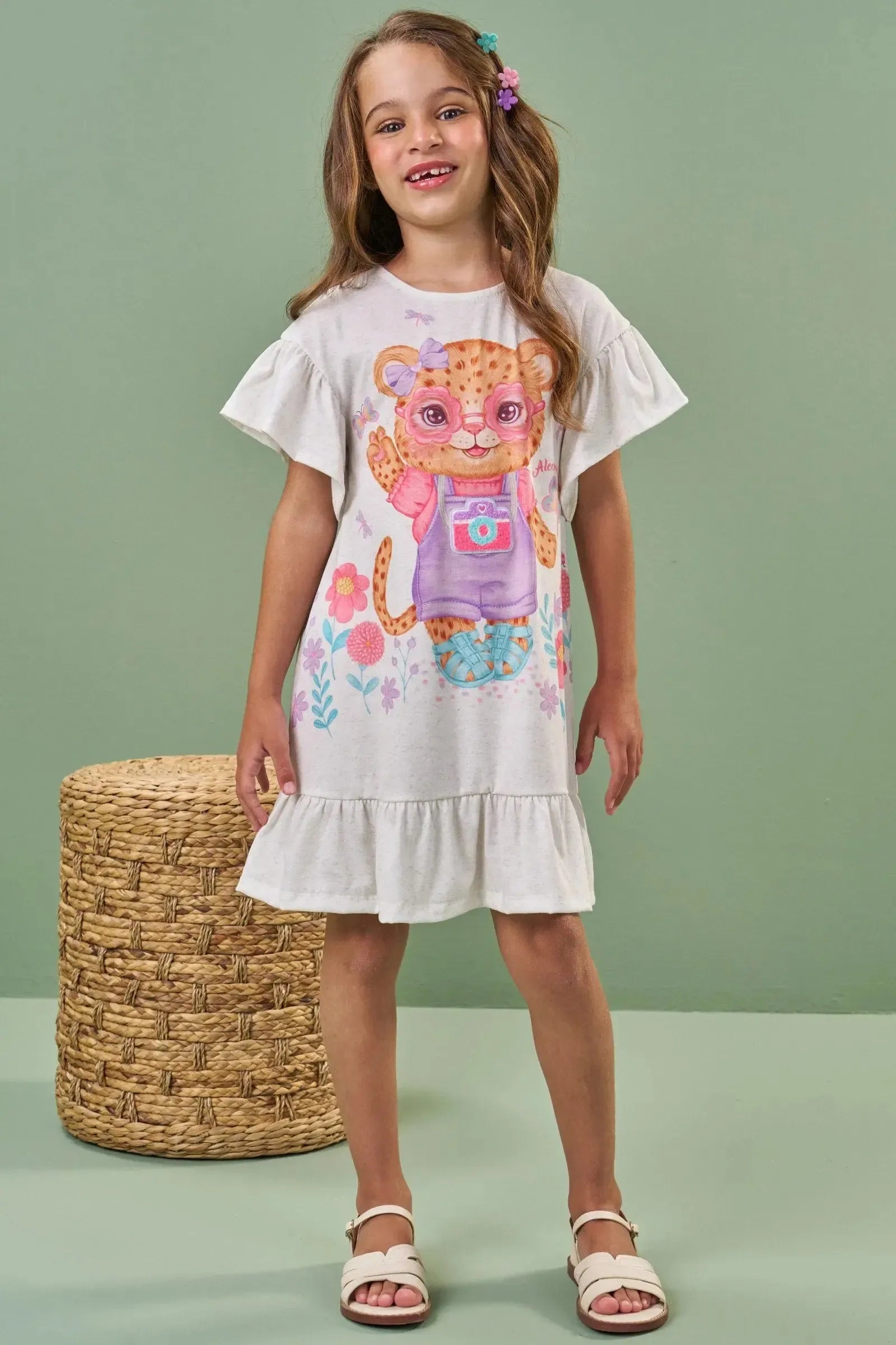 Vestido em Malha Power Linho 86483 Kukiê Infantil Menina