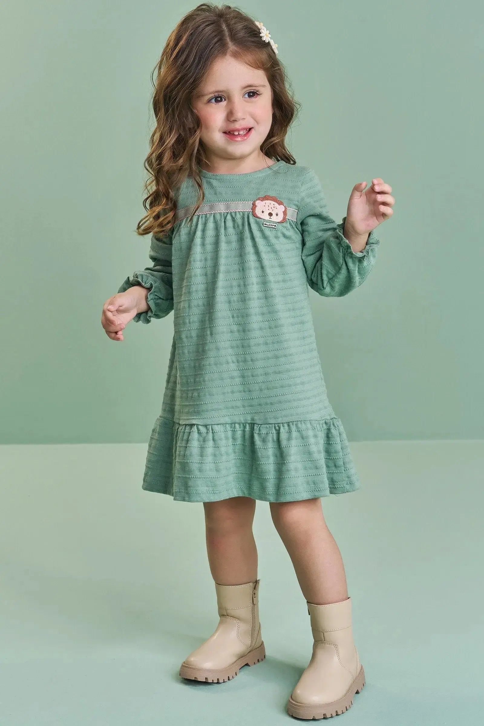 Vestido em Malha Textura 90268 Kukiê Bebê Menina