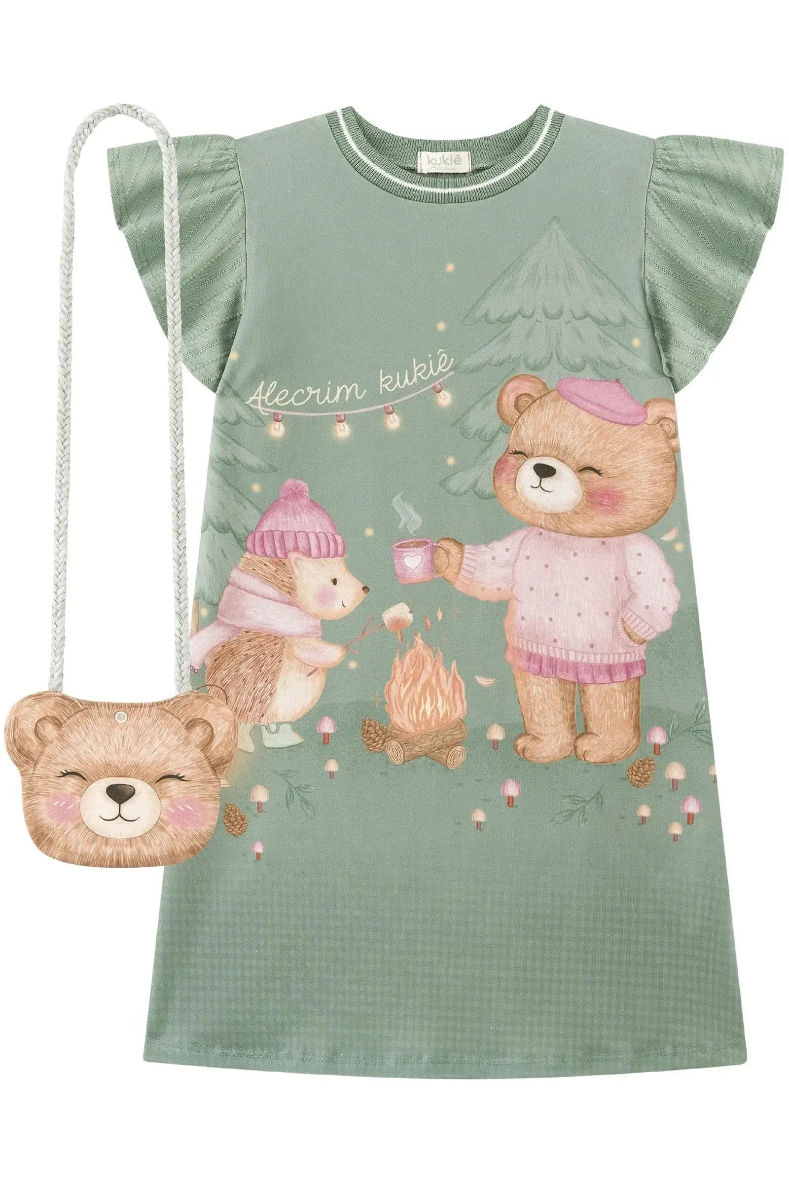 Vestido em Malha Textura (acompanha Bolsa) 93738 Kukiê Infantil Menina