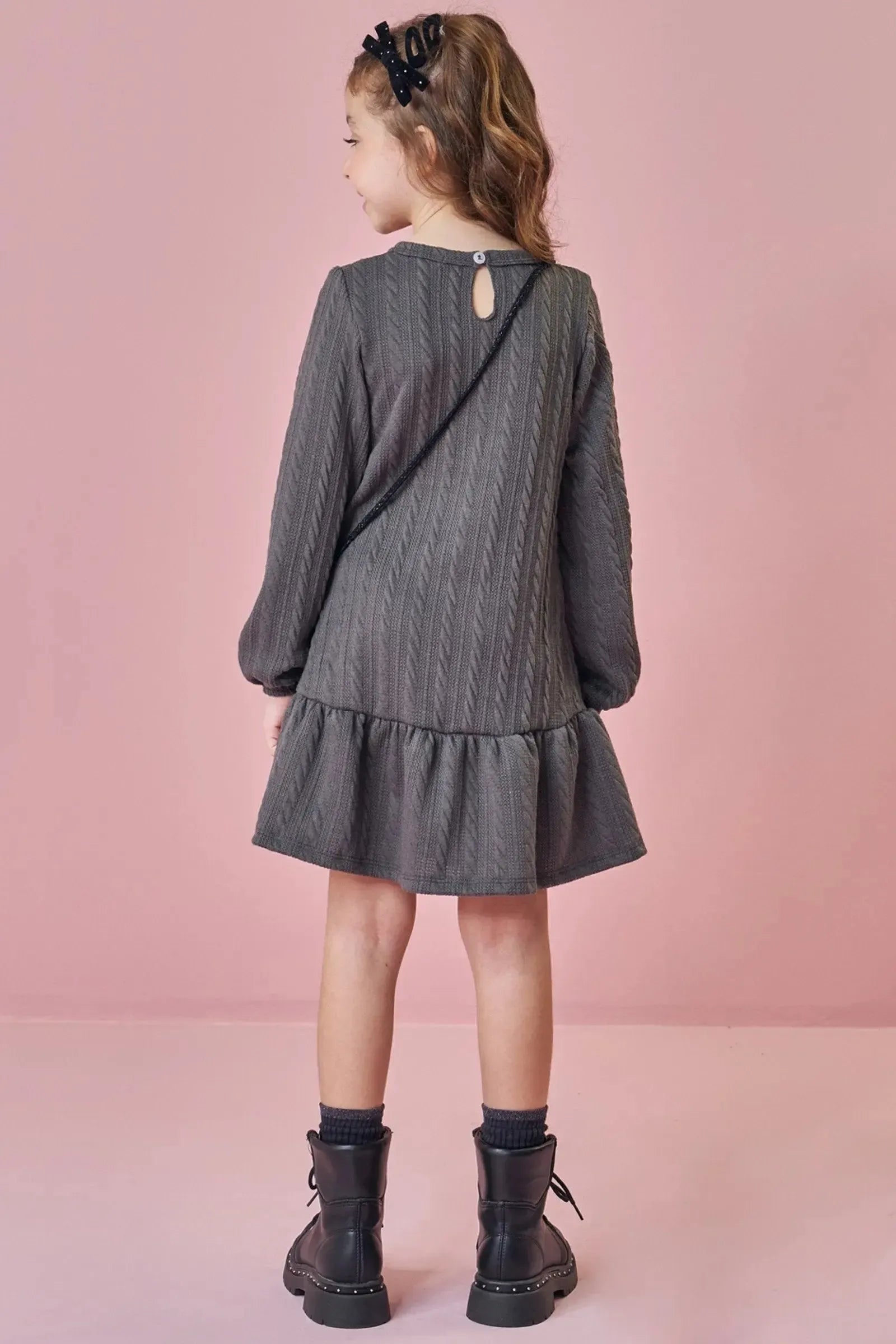 Vestido em Malha Tricot (acompanha Bolsa) 92493 Kukiê Infantil Menina