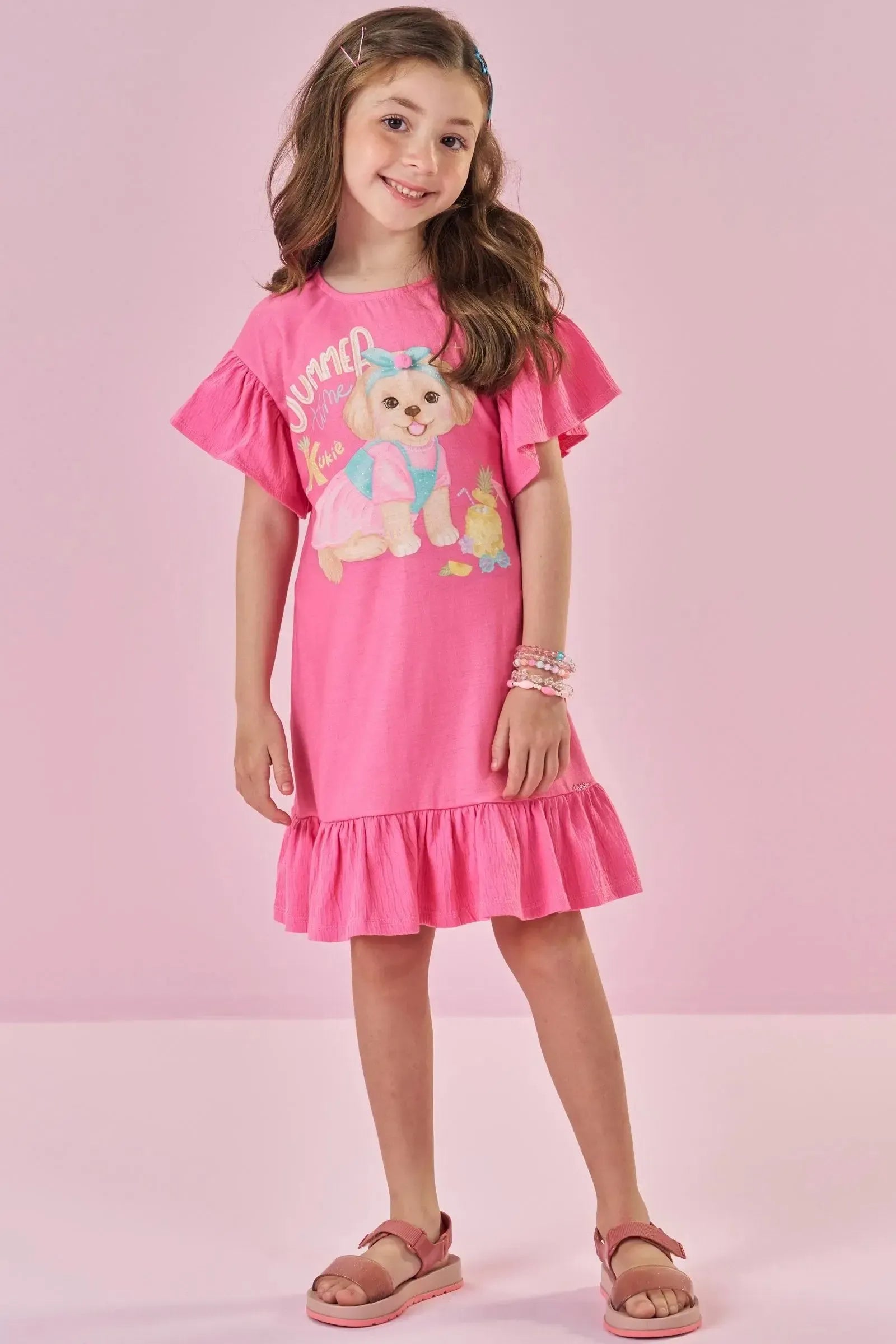 Vestido em Malha Wave 88081 Kukiê Infantil Menina