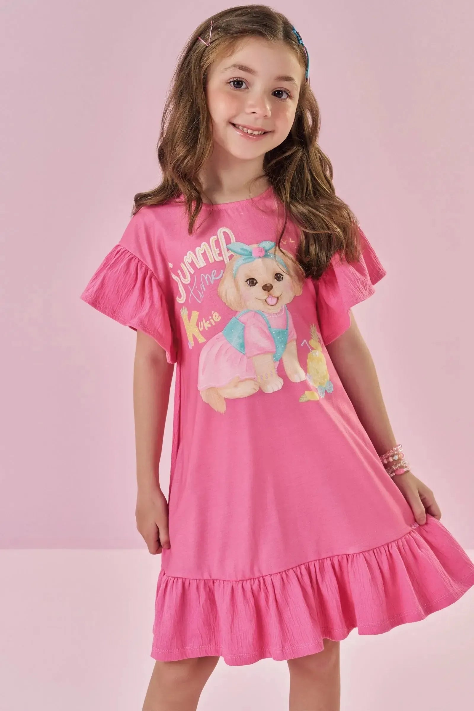 Vestido em Malha Wave 88081 Kukiê Infantil Menina