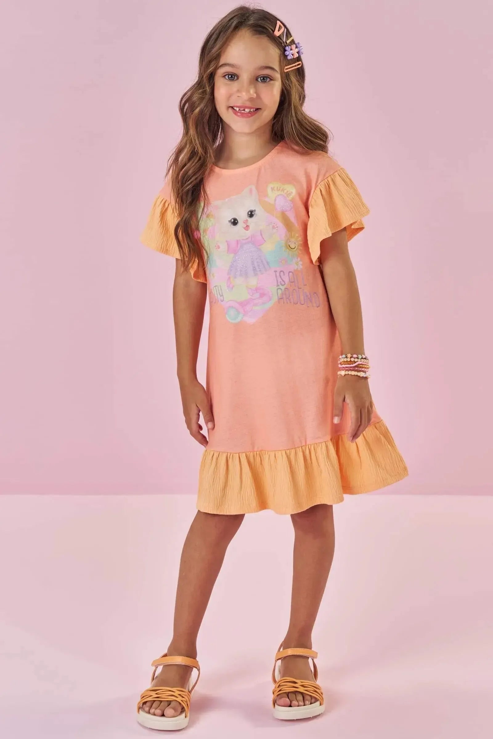 Vestido em Malha Wave 88718 Kukiê Infantil Menina