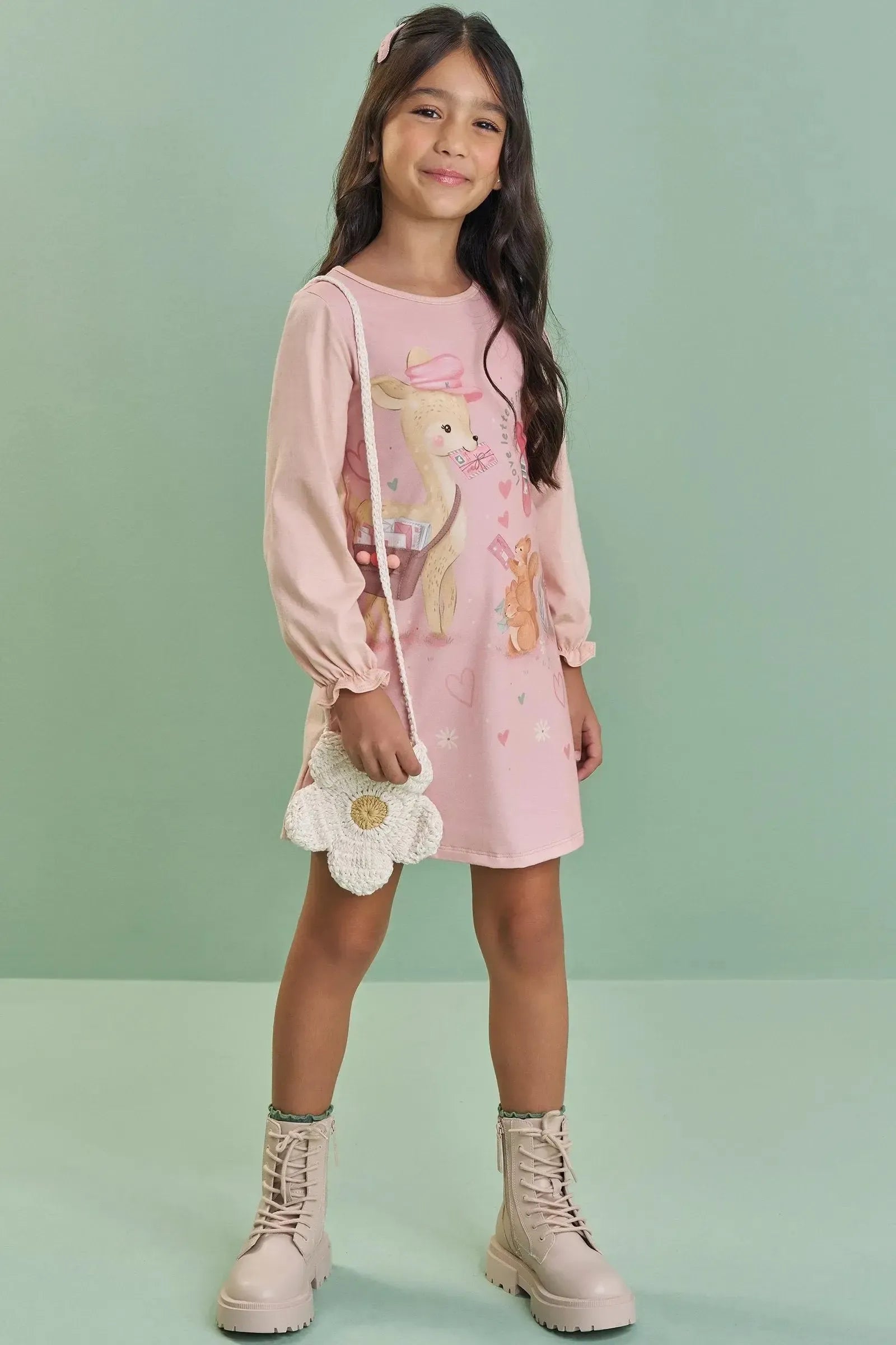 Vestido em Meia Malha 89356 Kukiê Infantil Menina