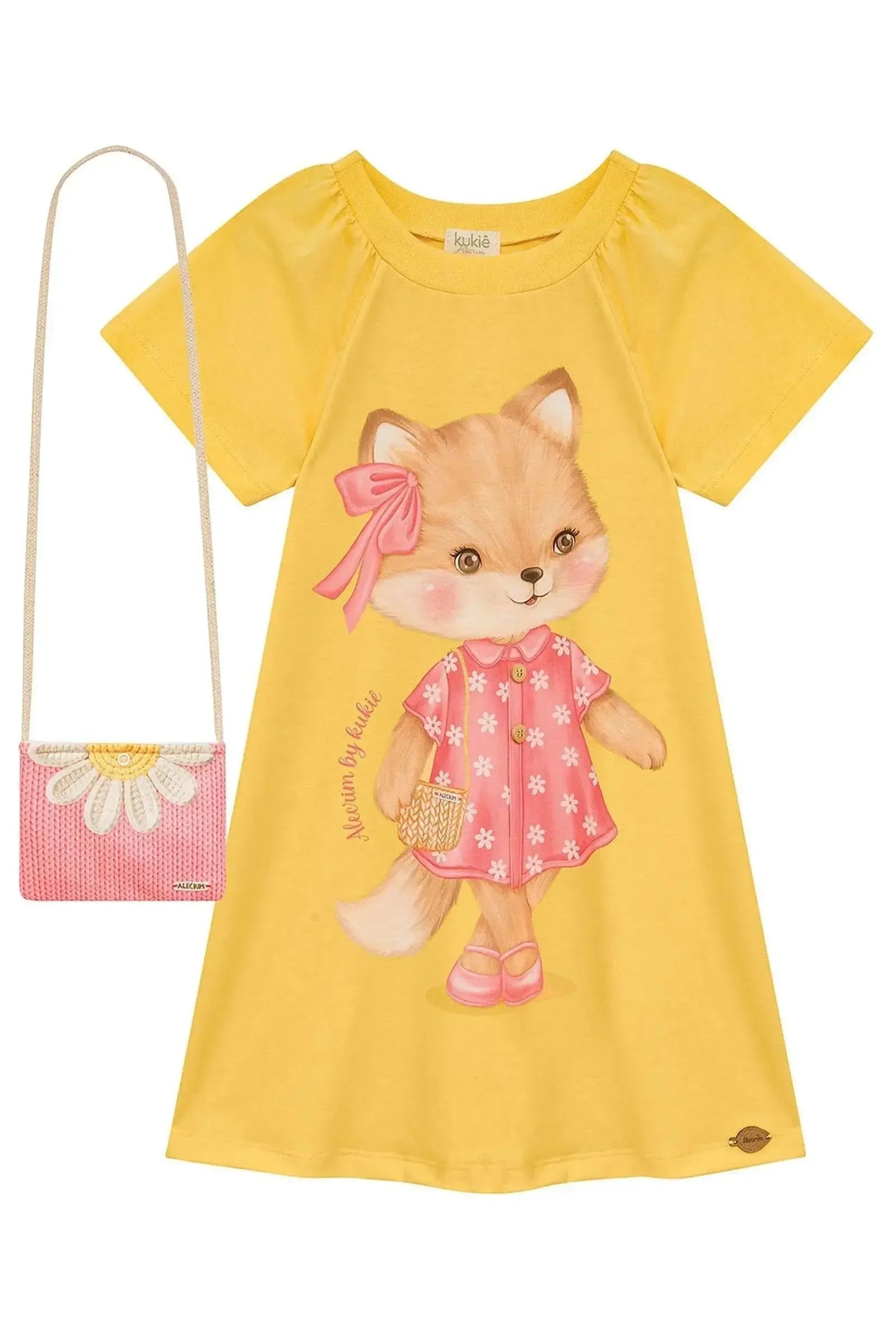 Vestido em Meia Malha. Acompanha Bolsa 94786 Kukiê Infantil Menina