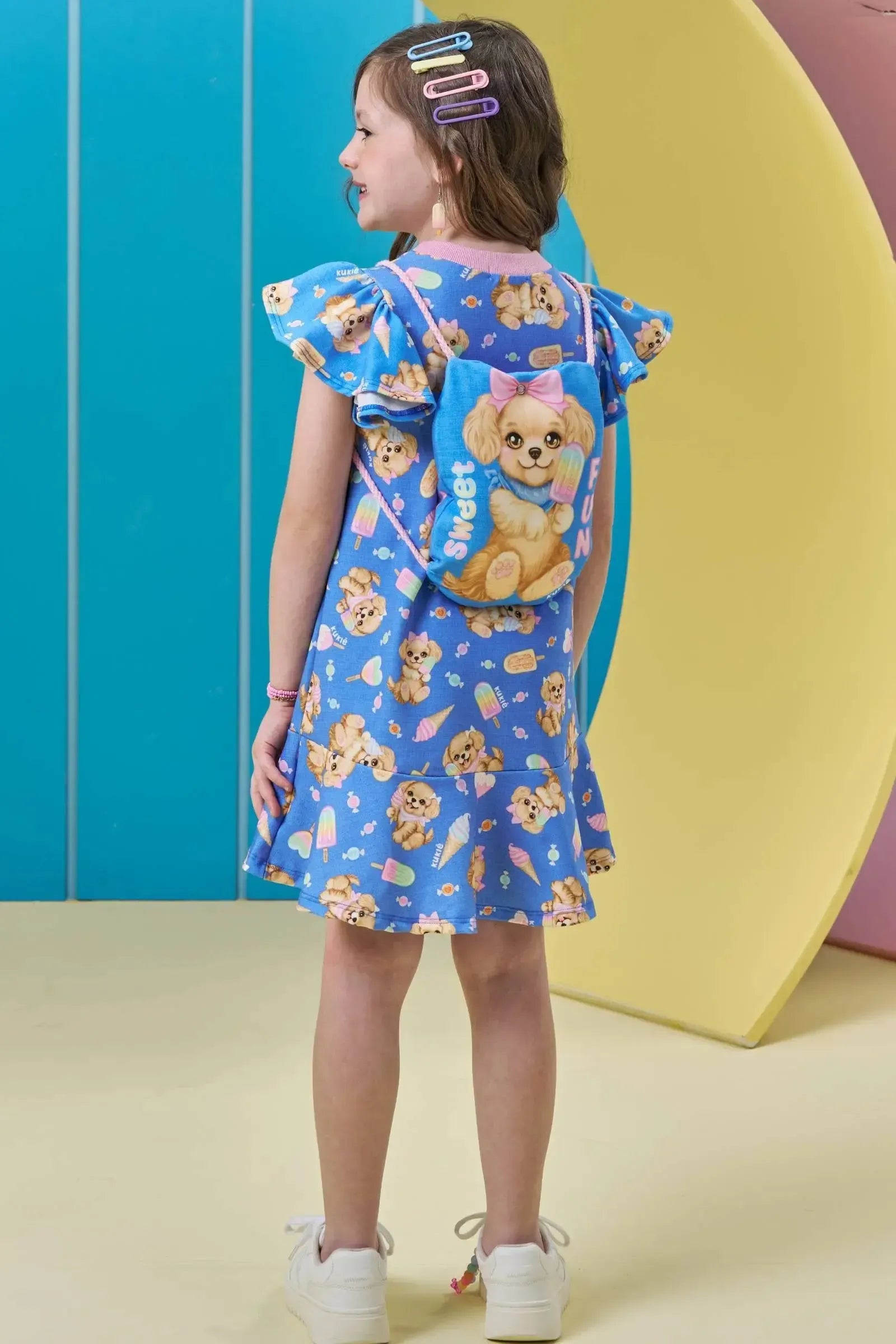 Vestido em Molecotton (acompanha Mochila) 96694 Kukiê Infantil Menina