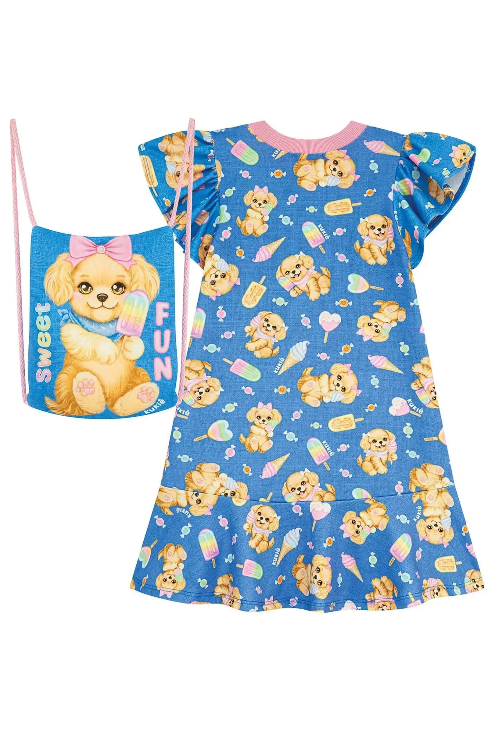 Vestido em Molecotton (acompanha Mochila) 96694 Kukiê Infantil Menina