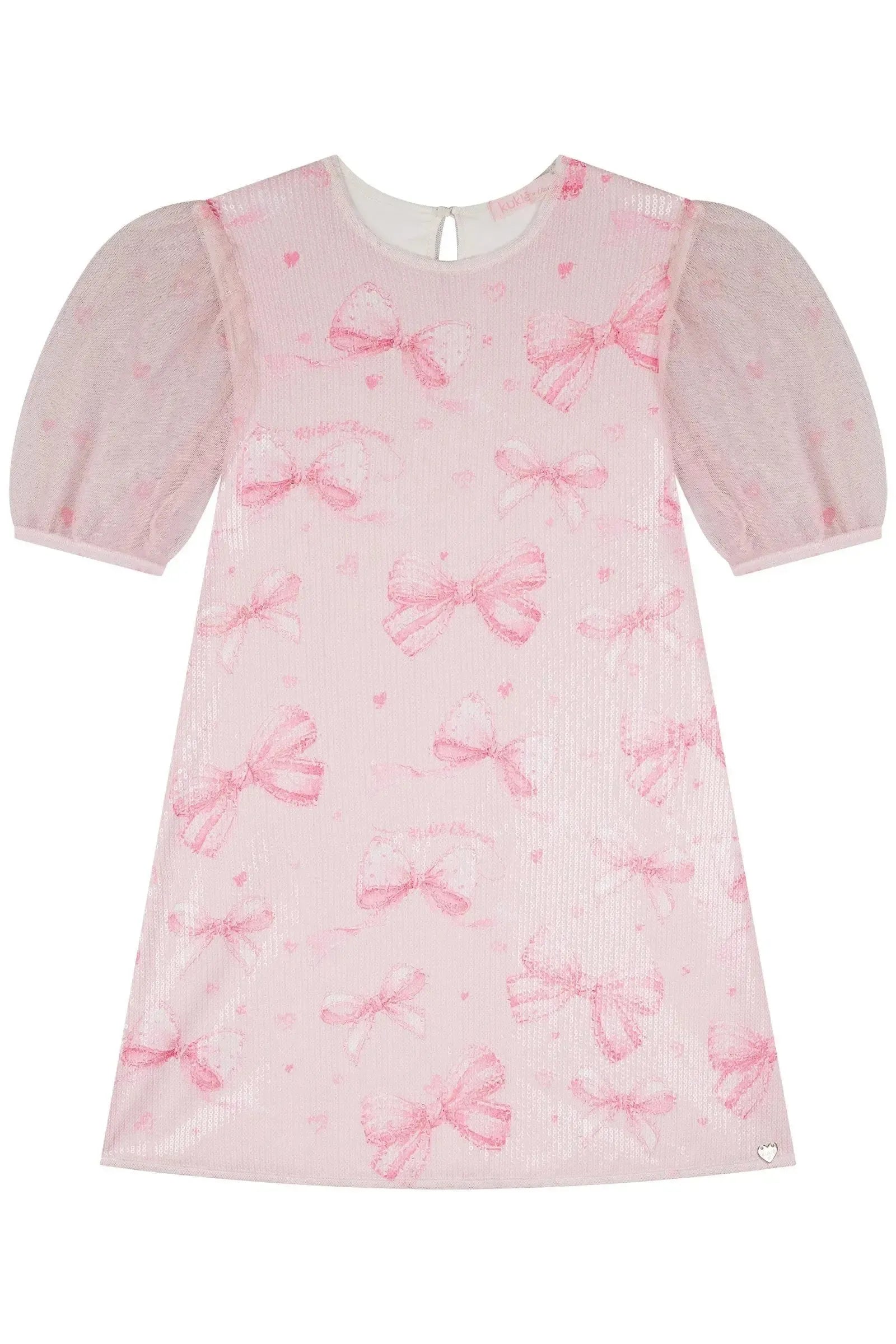 Vestido em Paetê e Tule com Elastano 90281 Kukiê Infantil Menina