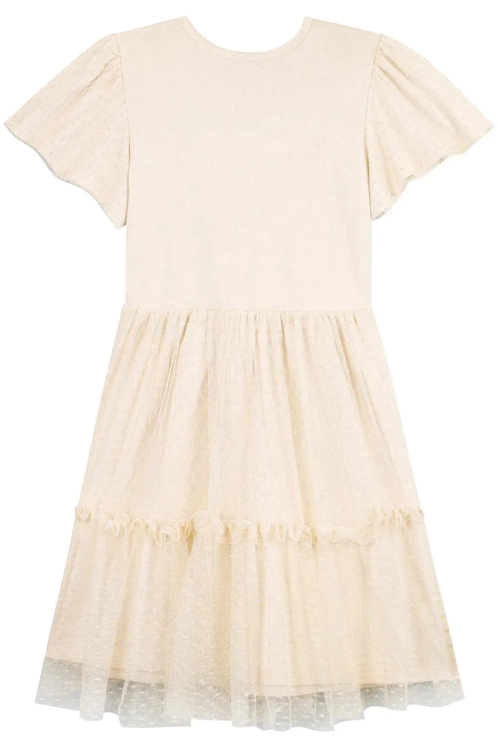 Vestido em Ribana e Tule com Elastano 86996 Kukiê Infantil Menina