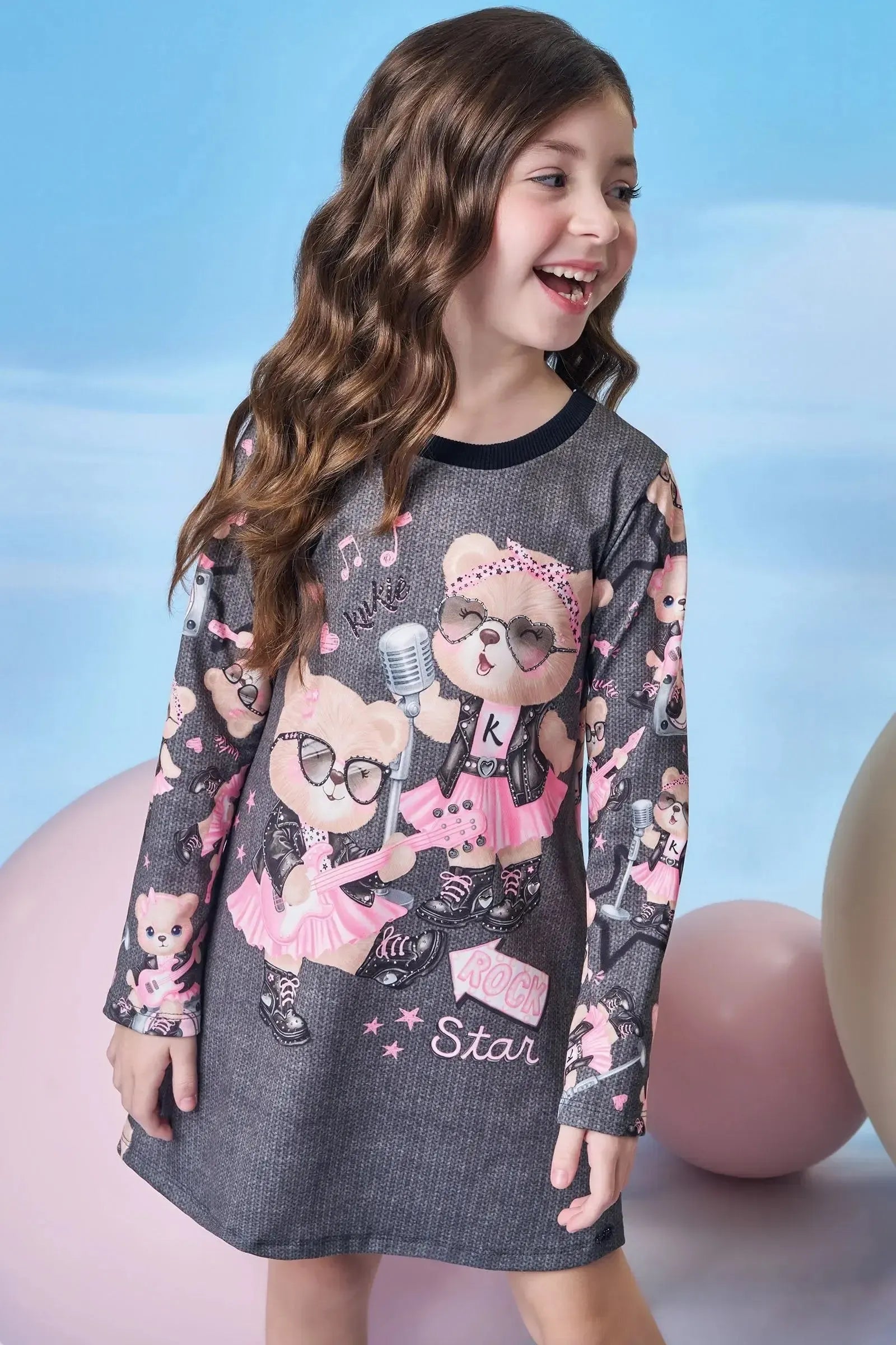 Vestido em Termoskin Peluciado 89569 Kukiê Infantil Menina