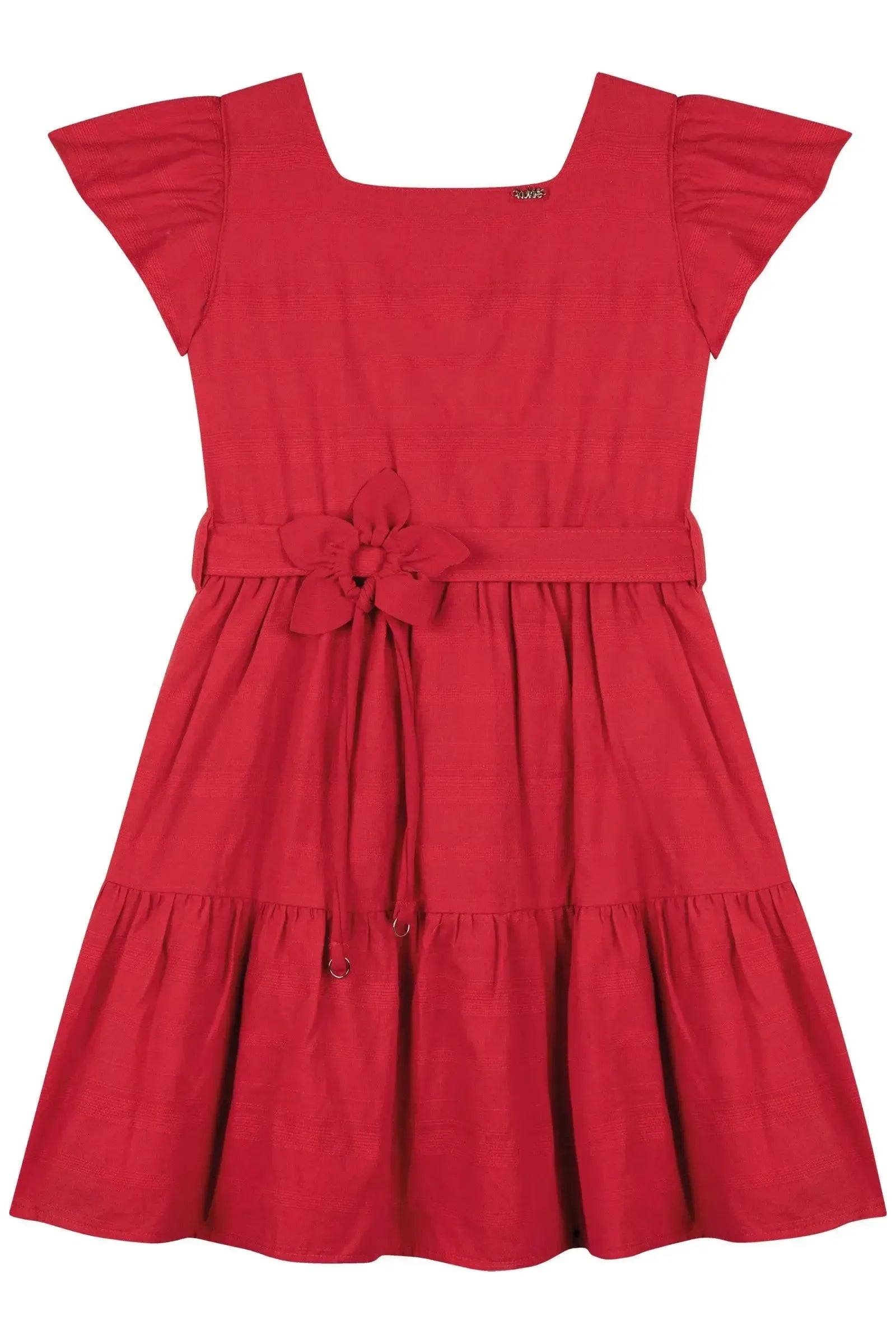Vestido em Tricoline com Textura 100% Algodão 86997 Kukiê Infantil Menina