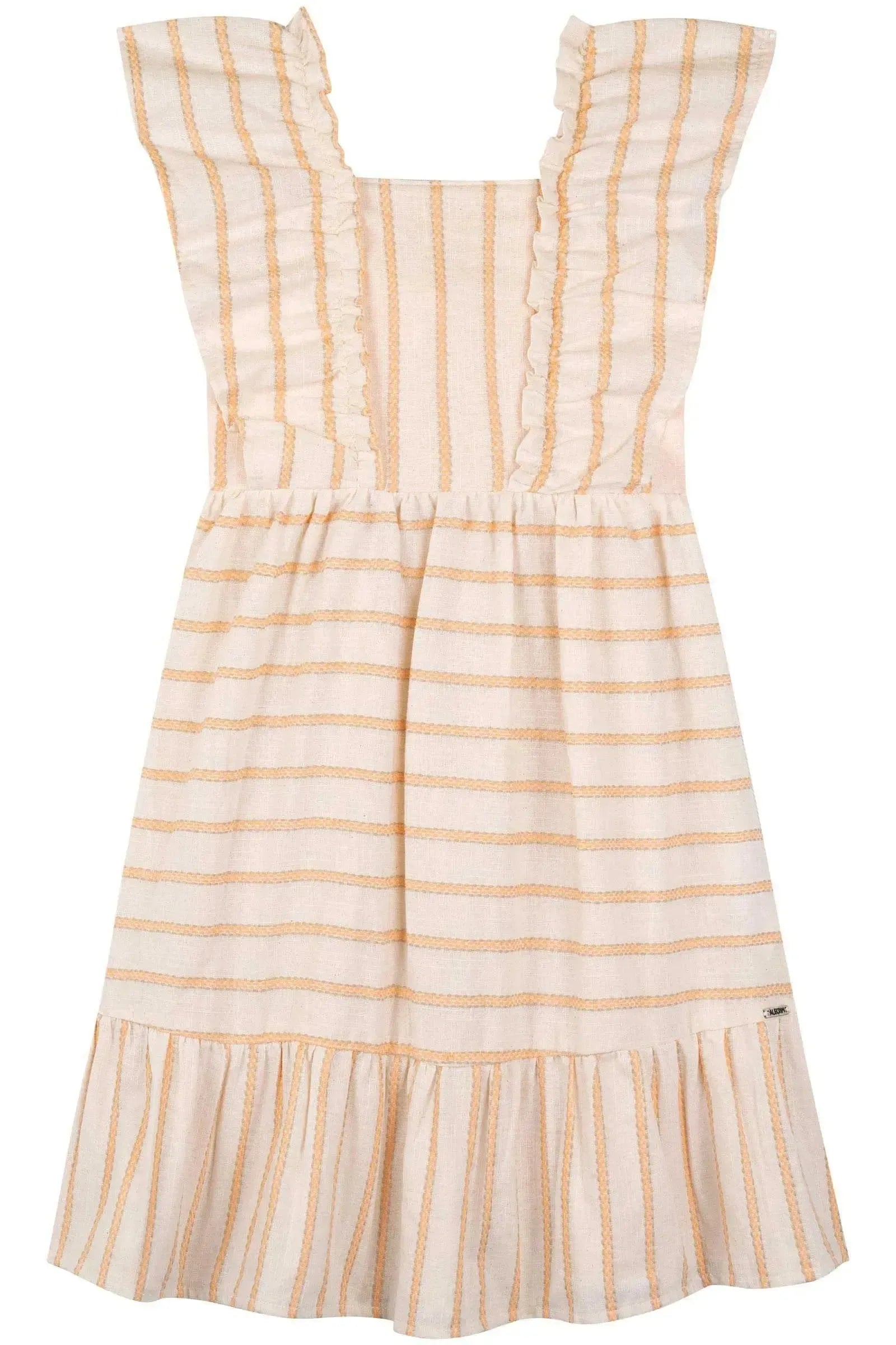 Vestido em Tricoline Linho Listras 86470 Kukiê Infantil Menina