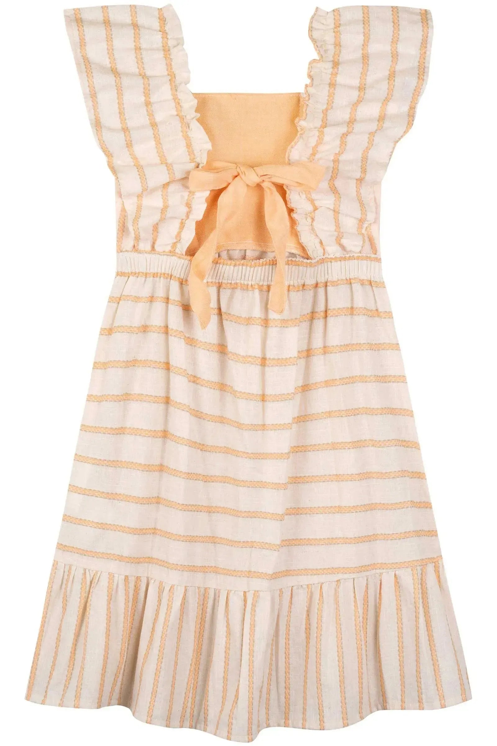 Vestido em Tricoline Linho Listras 86470 Kukiê Infantil Menina