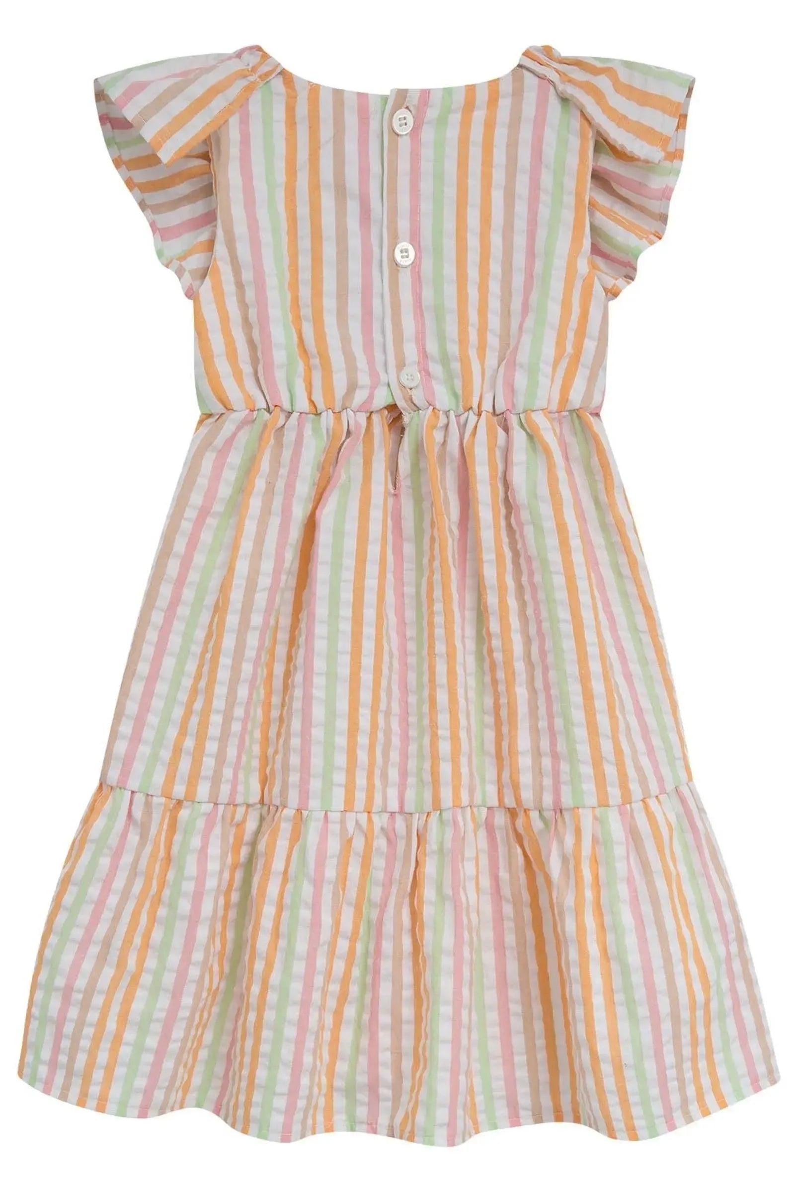 Vestido em Tricoline Listrada Anarruga 94704 Kukiê Infantil Menina