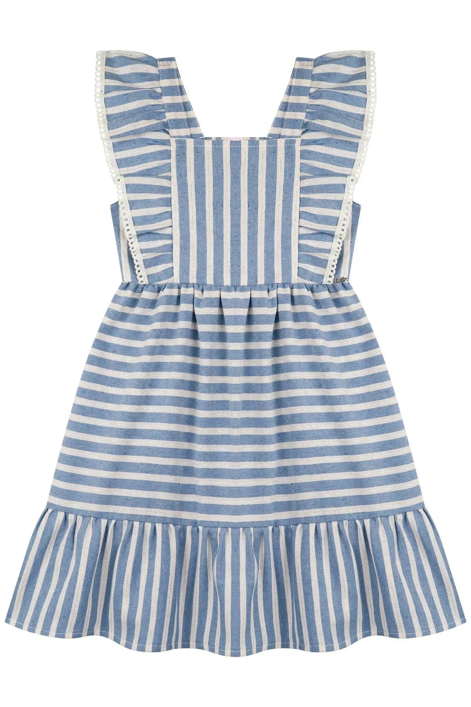 Vestido em Tricoline Listrado 87774 Kukiê Infantil Menina