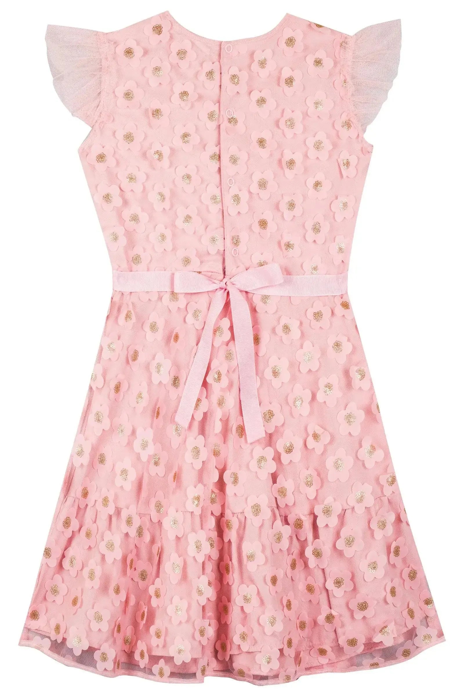 Vestido em Tule Bordado Flores 86985 Kukiê Infantil Menina